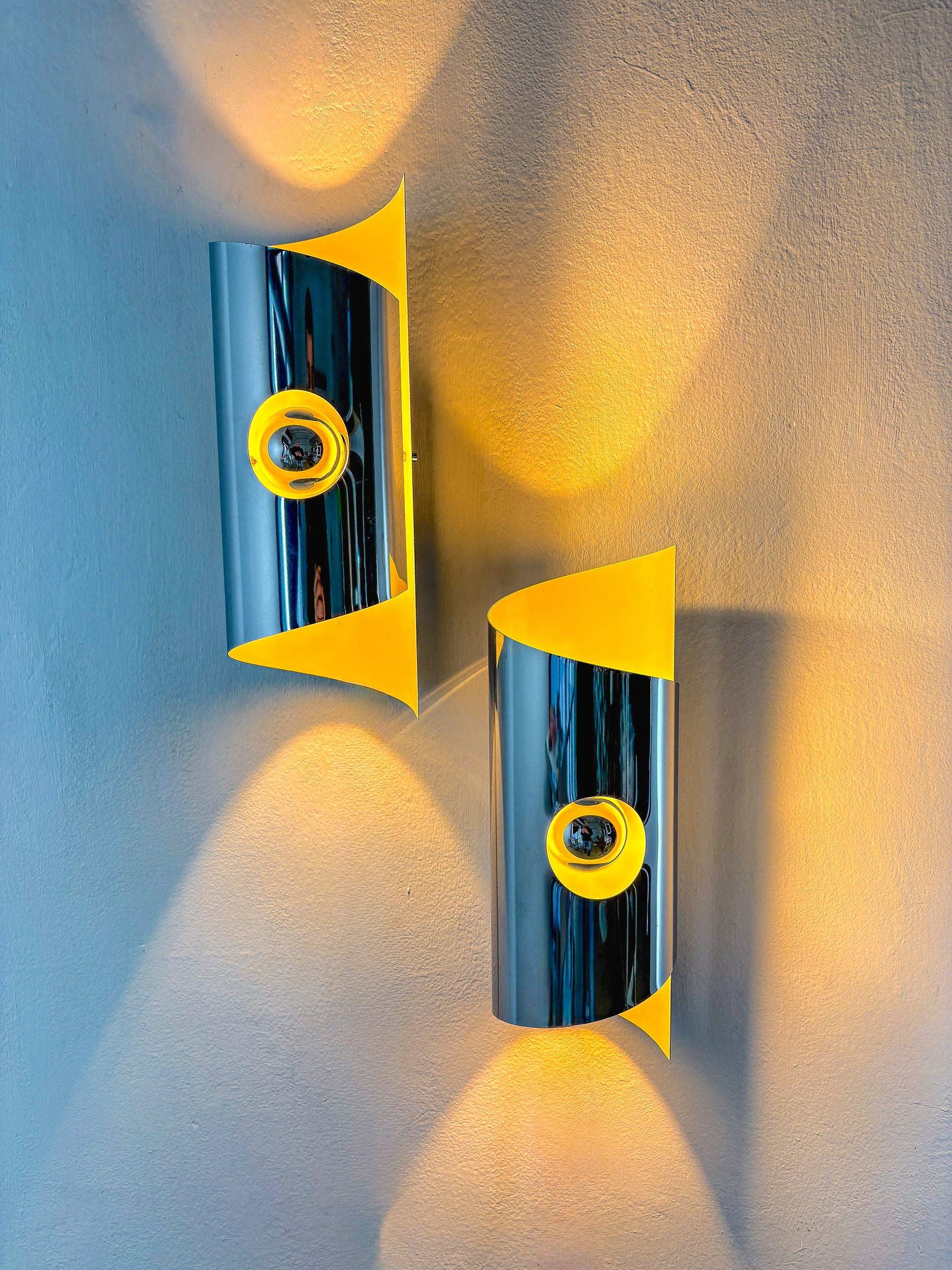 Pair of Space-Age wall Sconces, Max Sauze's style, France, Circa 1970's