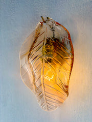 Italian "Leaf" Murano pink glass wall sconce, Circa 1970's