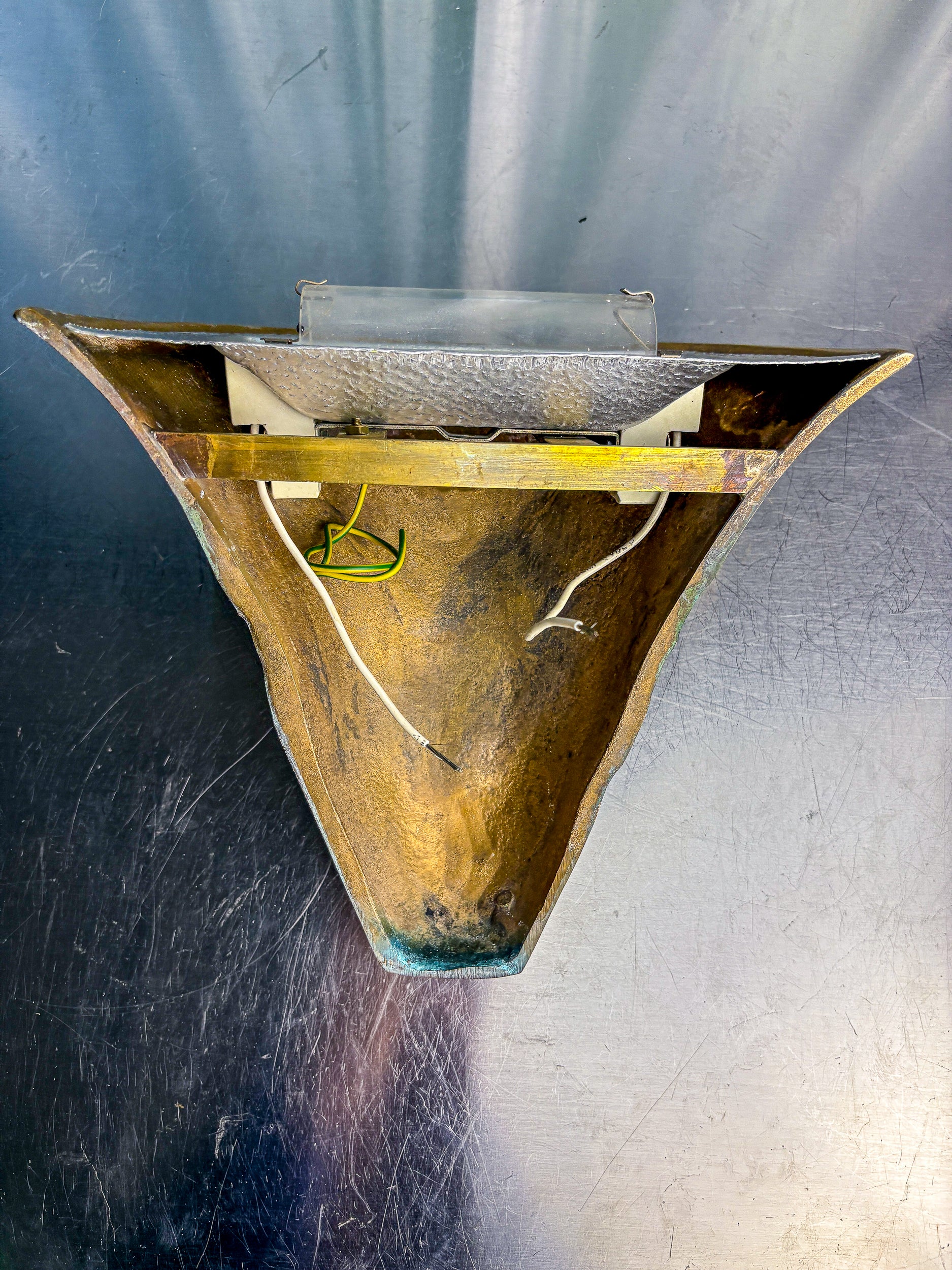 Pair of Italo Valenti brutalist wall sconces in bronze, Spain, 1970's