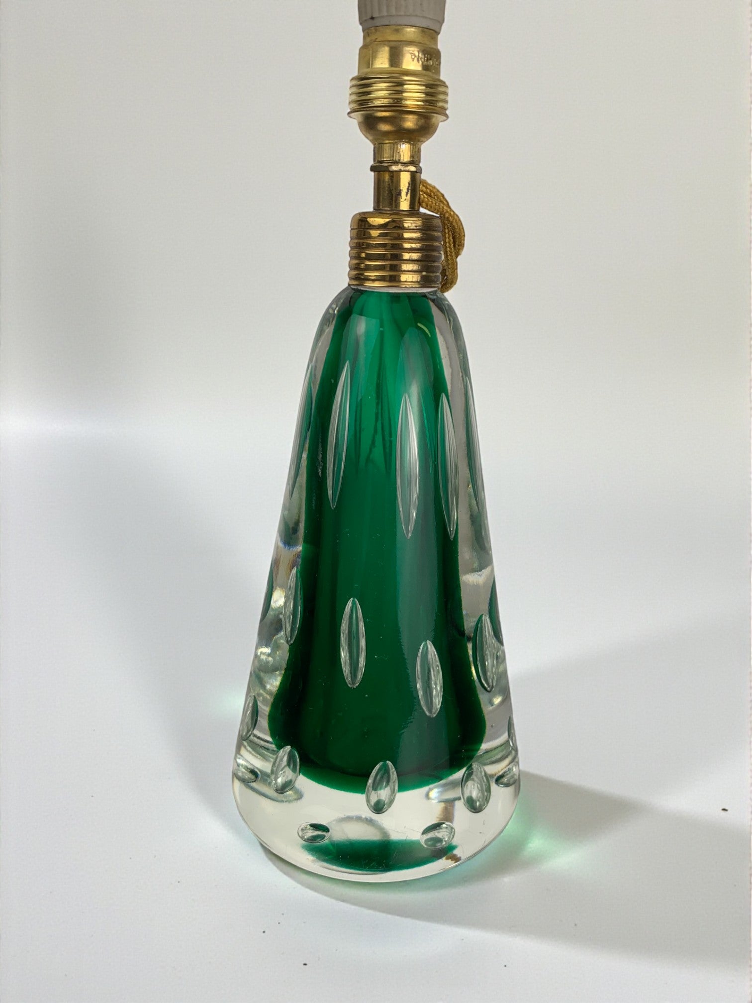 Midcentury Pietro toso table lamp, Green and bubble Sommerso Murano, Italy