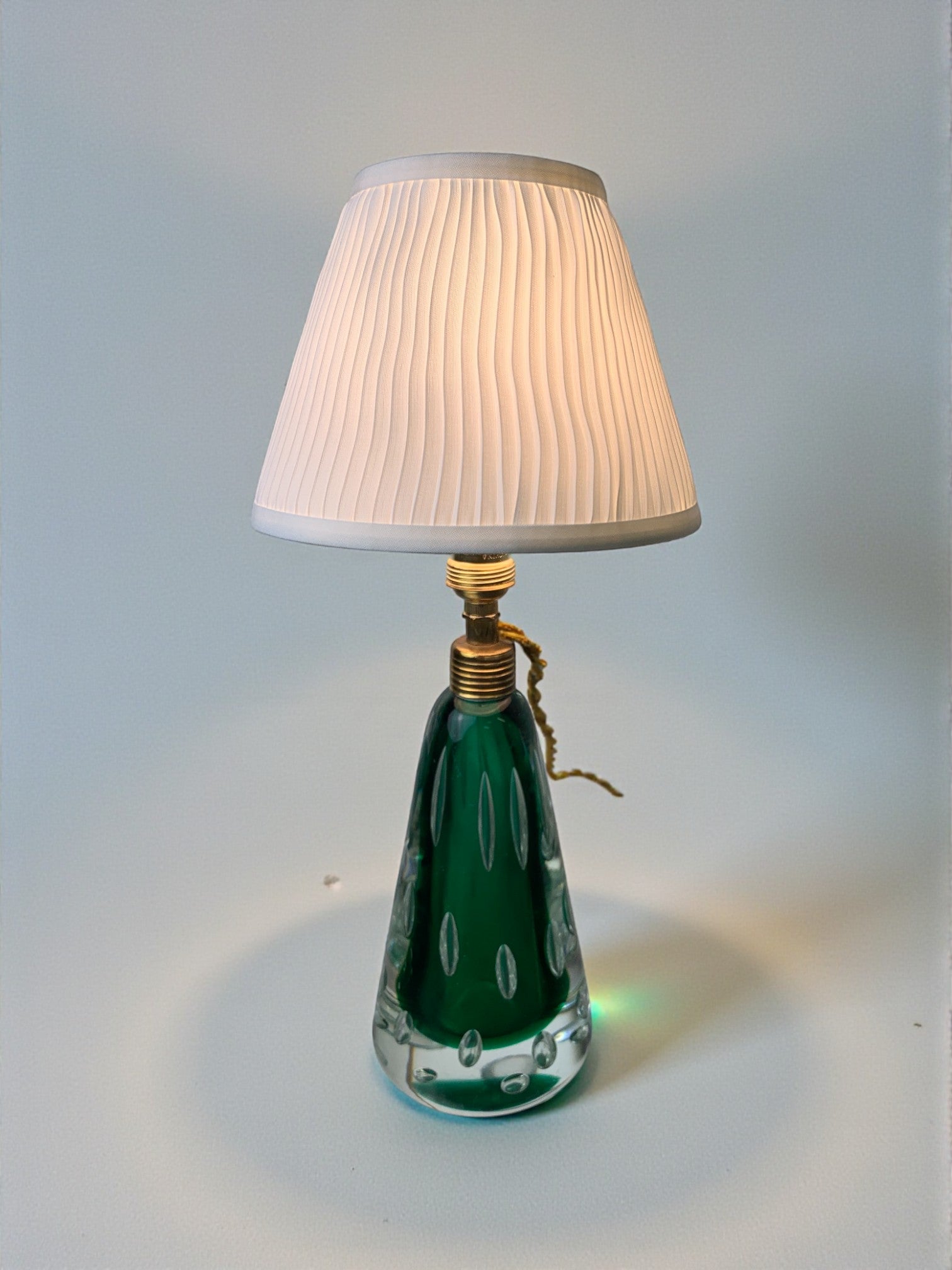 Midcentury Pietro toso table lamp, Green and bubble Sommerso Murano, Italy