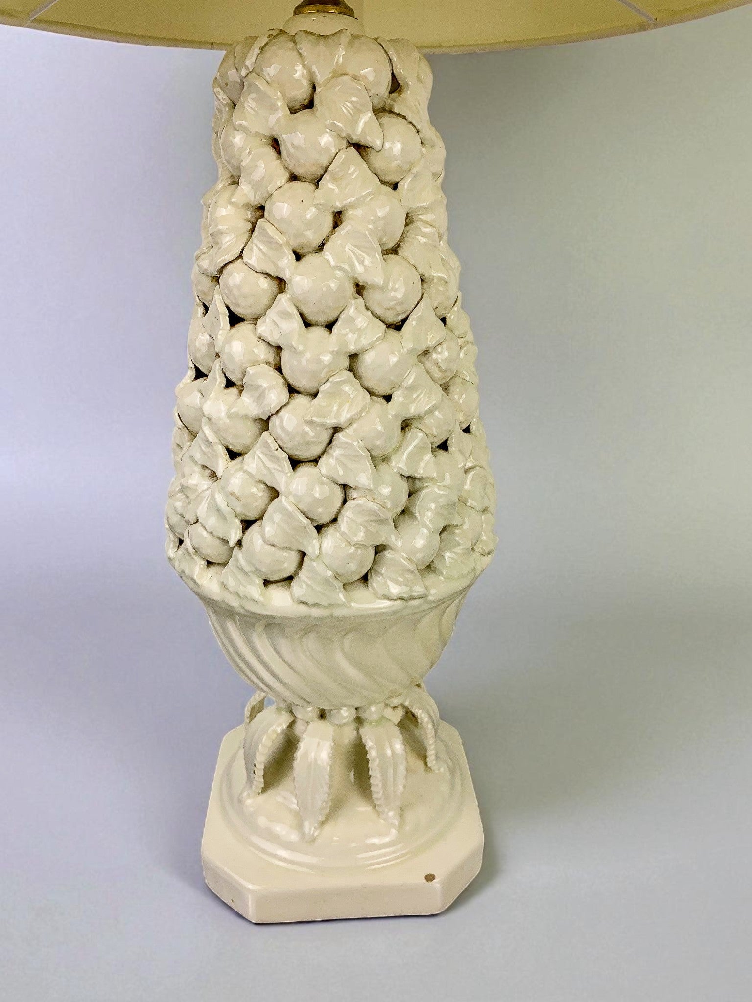 Spanish floral ceramic table lamp from Manises, spain, Circa 1970's