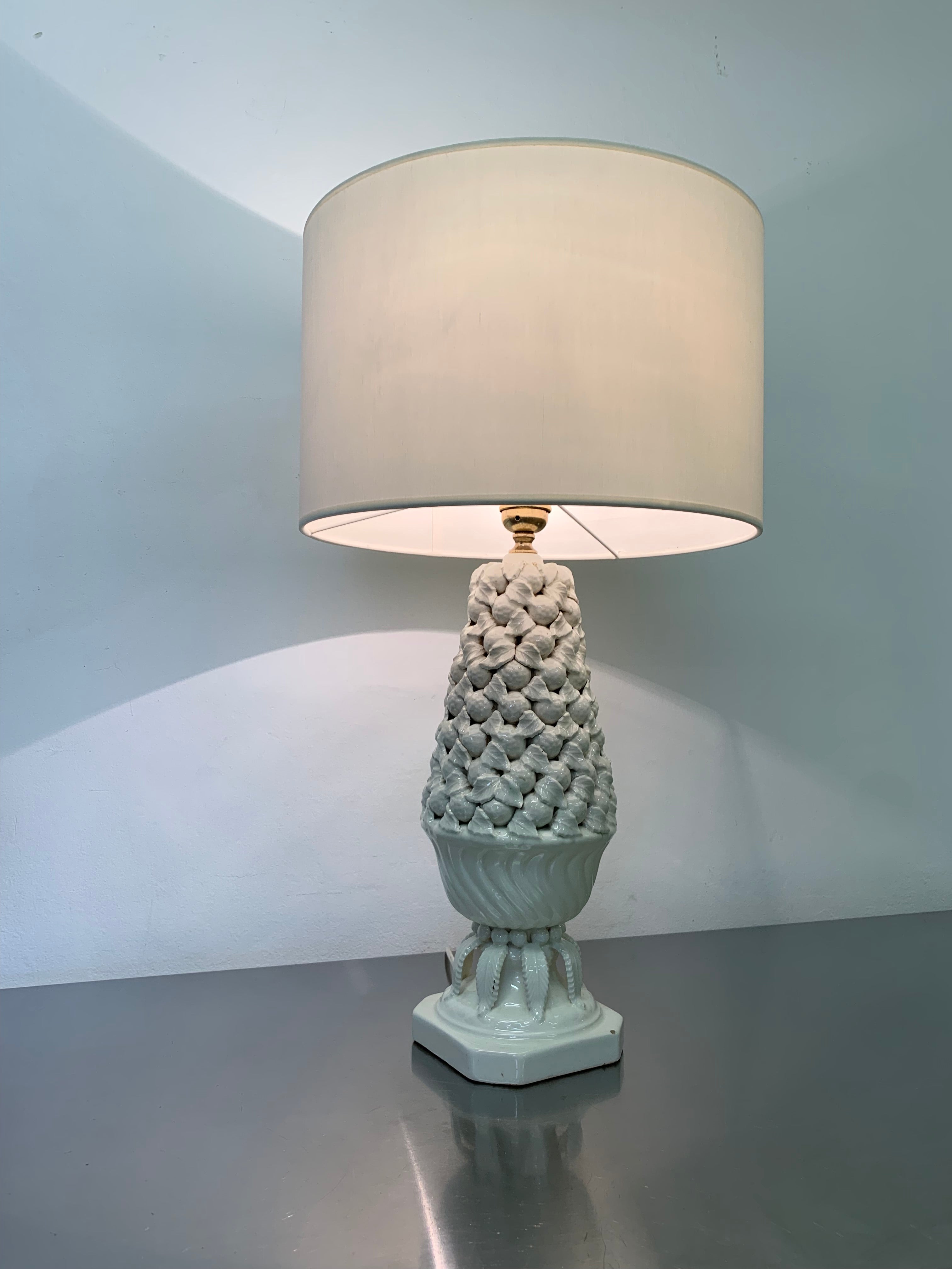 Spanish floral ceramic table lamp from Manises, spain, Circa 1970's