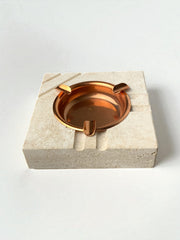 Brutalist ashtray by Fratelli Mannelli, travertine, Italy, Circa 1970's