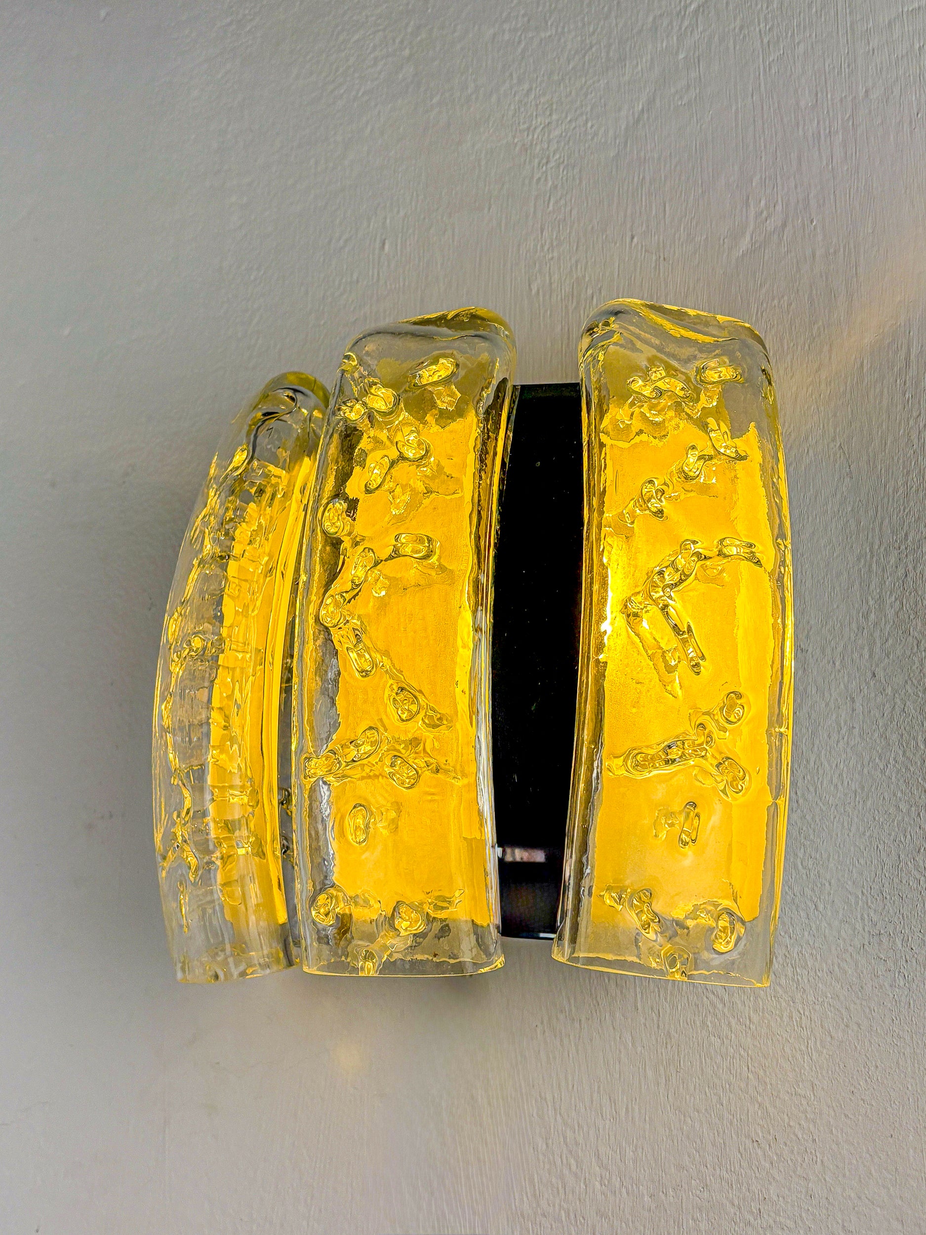 Ice Glass and Chrome Wall Sconce by Doria Leuchten, Germany 1970s