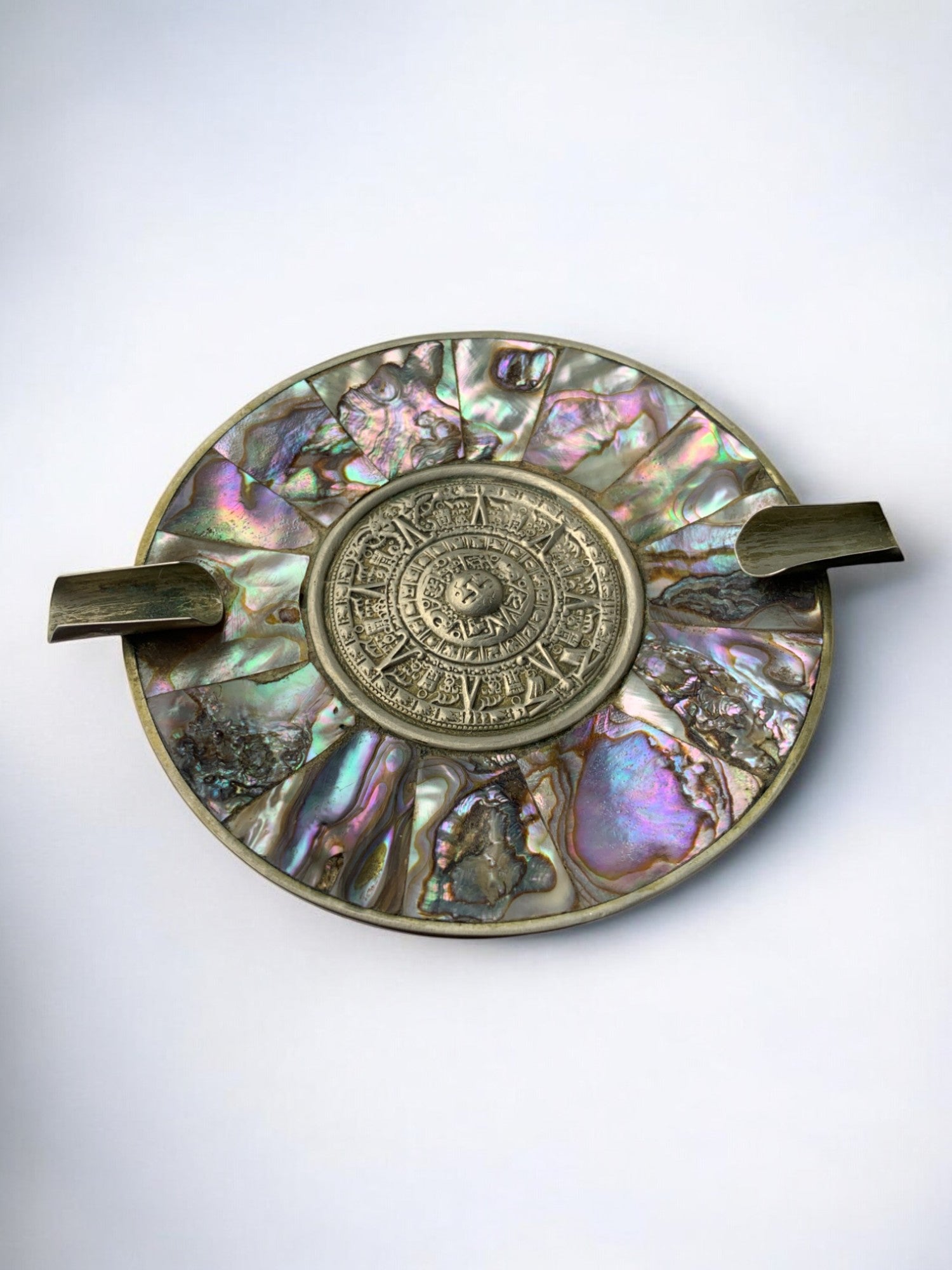 Abalone shell & alpaca Ashtray, Mexico, circa 1970's