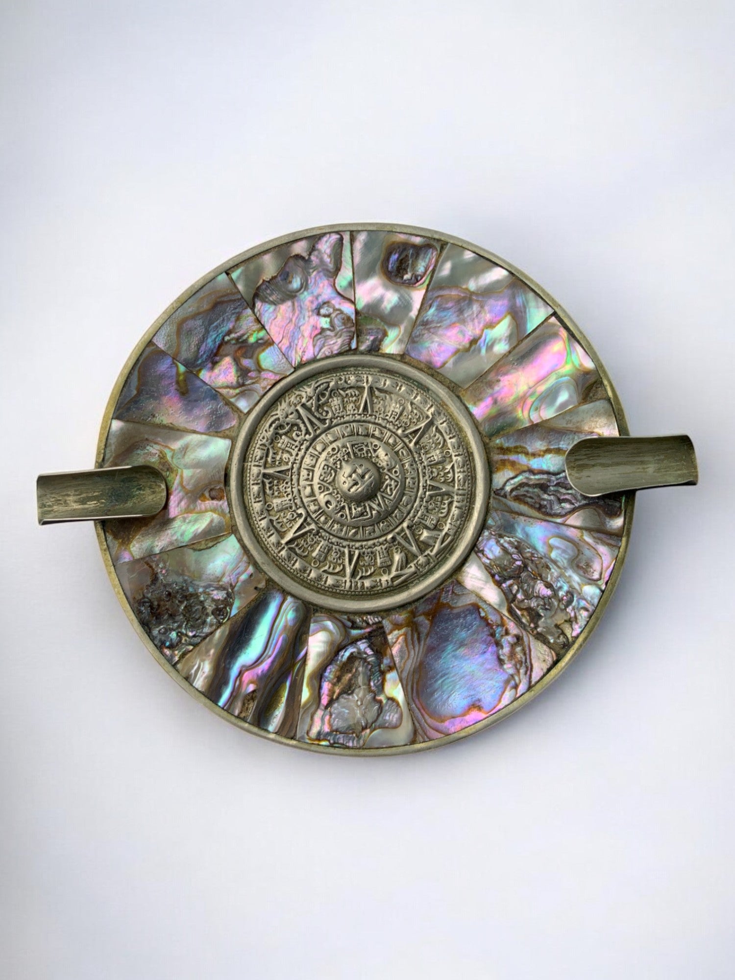 Abalone shell & alpaca Ashtray, Mexico, circa 1970's