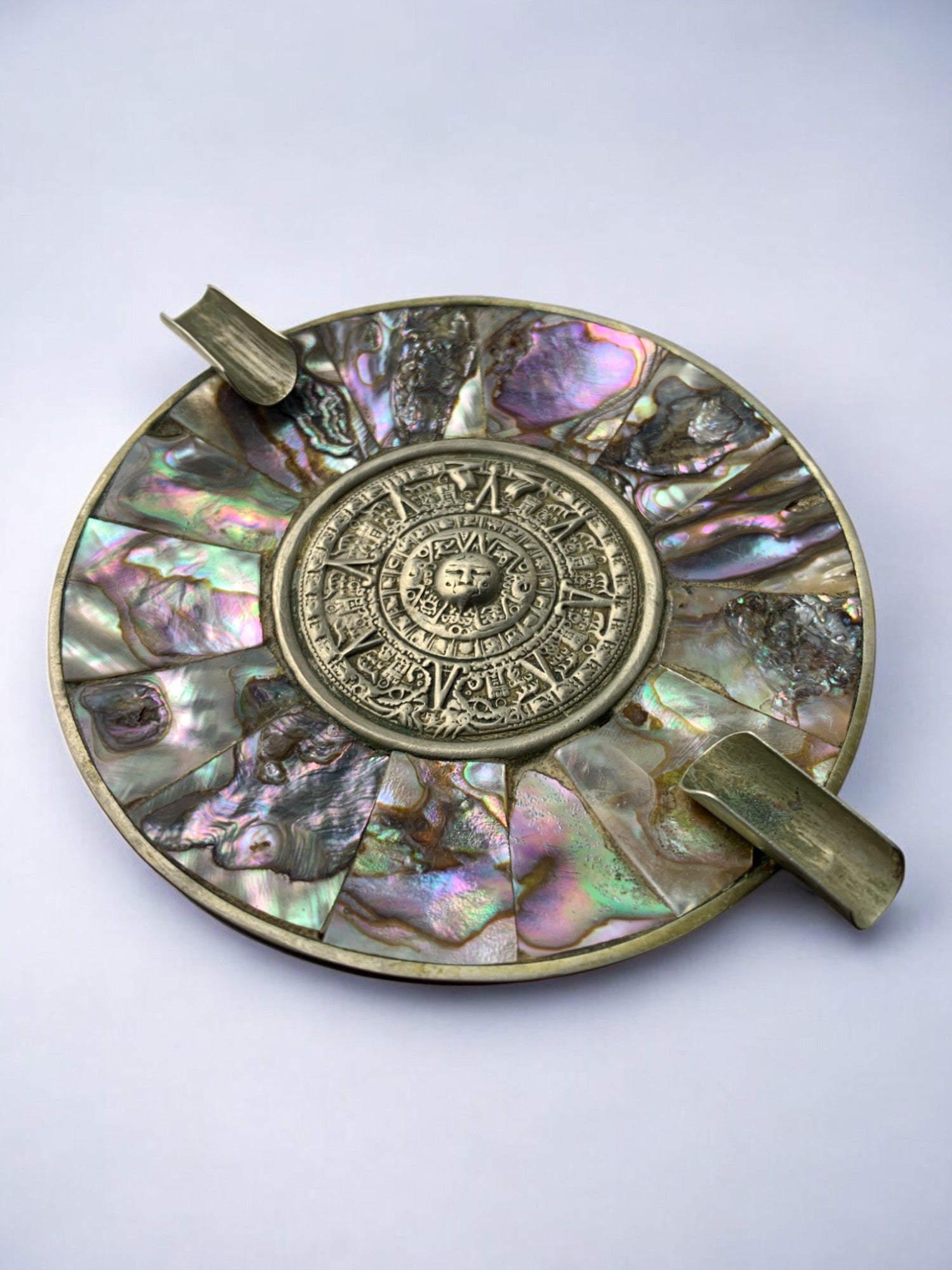 Abalone shell & alpaca Ashtray, Mexico, circa 1970's