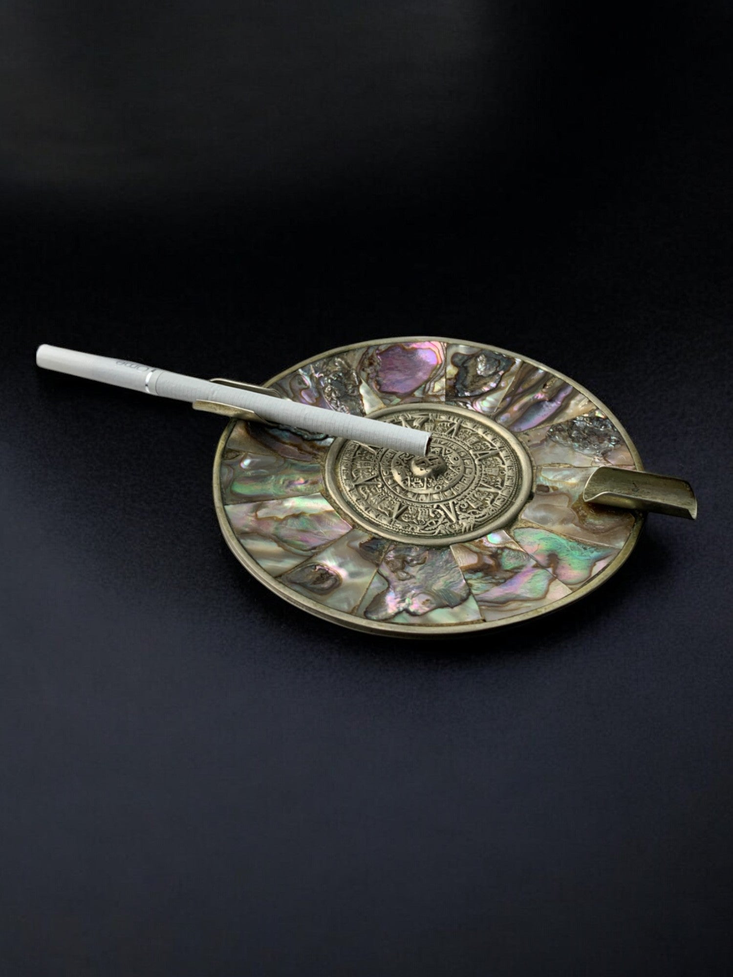 Abalone shell & alpaca Ashtray, Mexico, circa 1970's