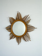 Starburst Rattan Sunburst Mirror, Spain, 1960s