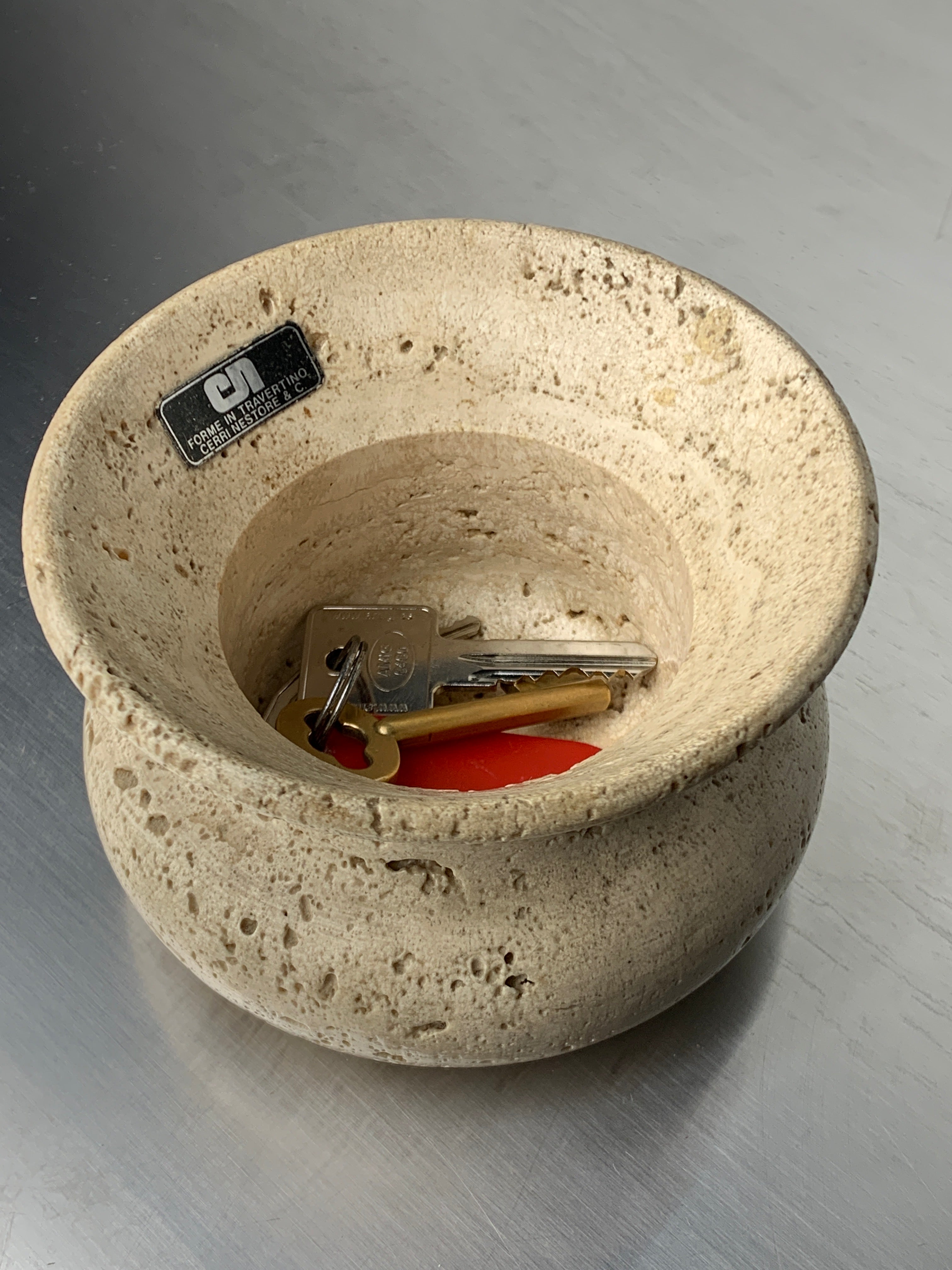 Brutalist Bowl by Fratelli Mannelli, travertine, Italy, 1970's
