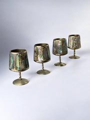 Abalone Shell & Alpaca Shot Glasses, set of 4,  Mexico, 1970's