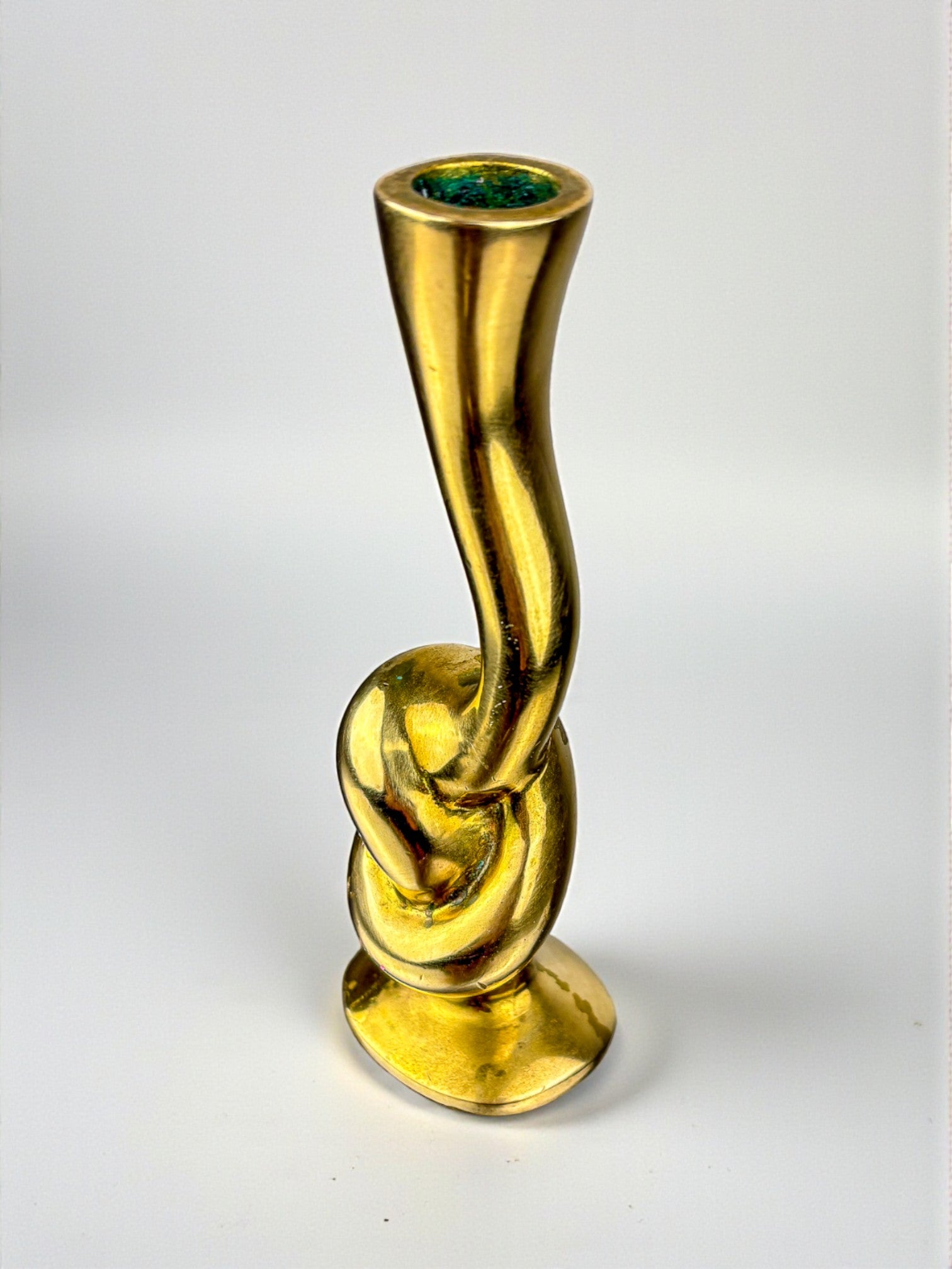 Italian Brutalist Knot Candlestick in Bronze, Circa 1970