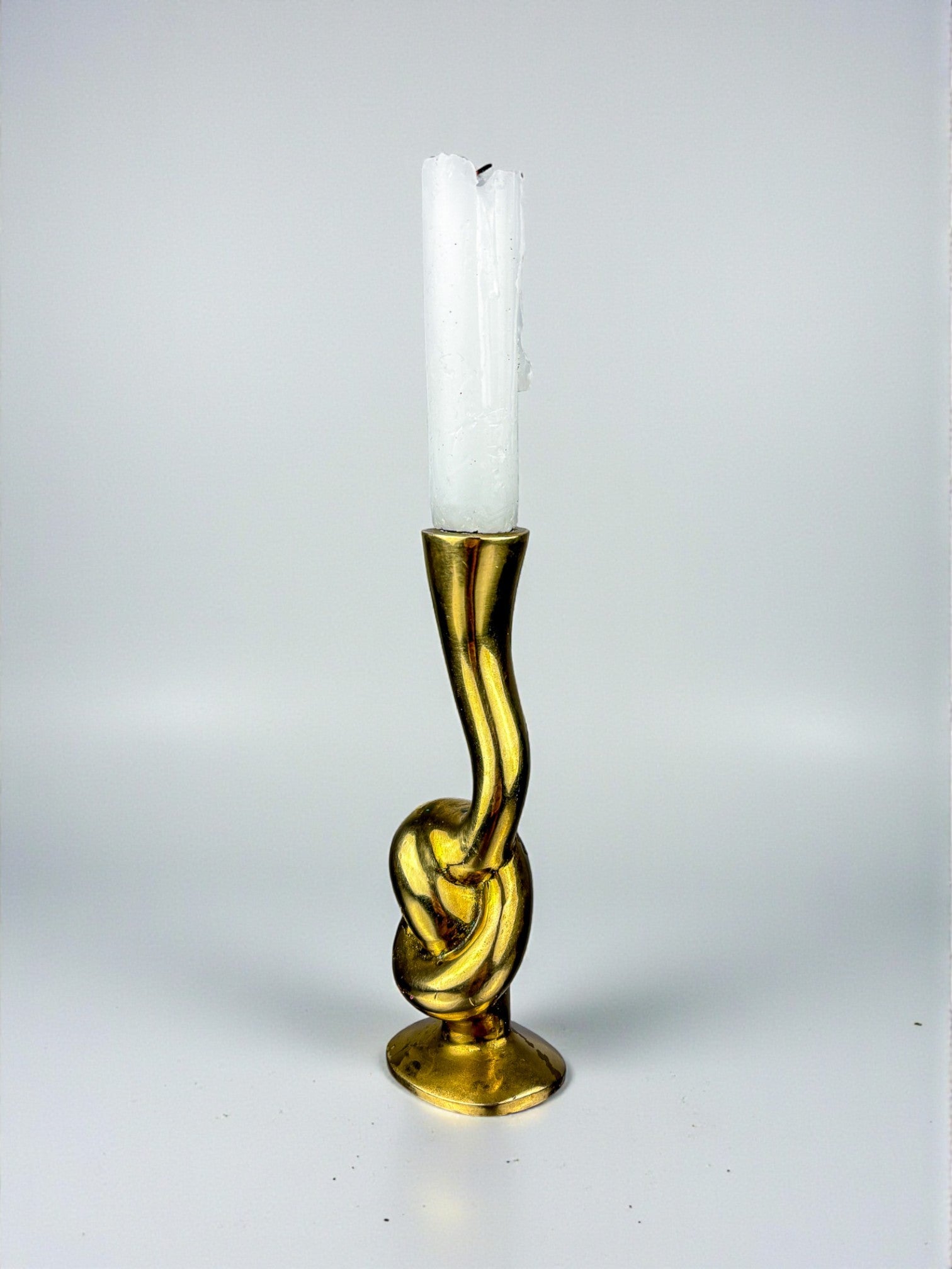Italian Brutalist Knot Candlestick in Bronze, Circa 1970