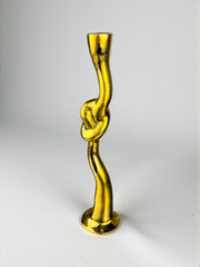 Italian Brutalist Knot candlestick in bronze, 1970's