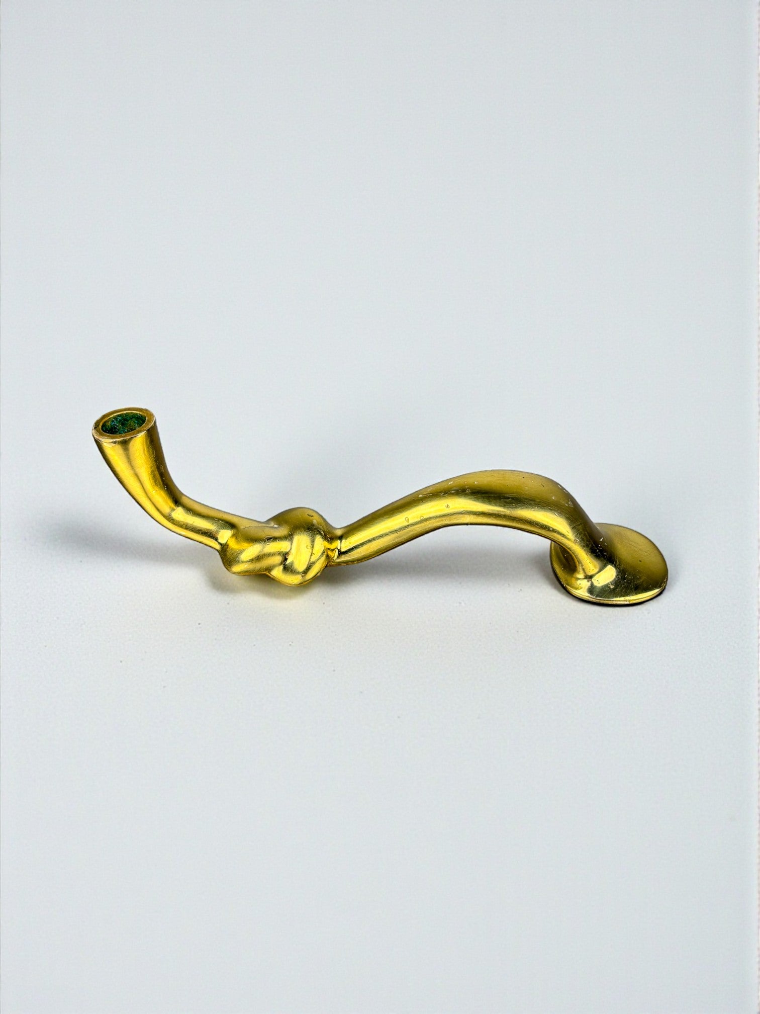 Italian Brutalist Knot candlestick in bronze, Circa 1970's