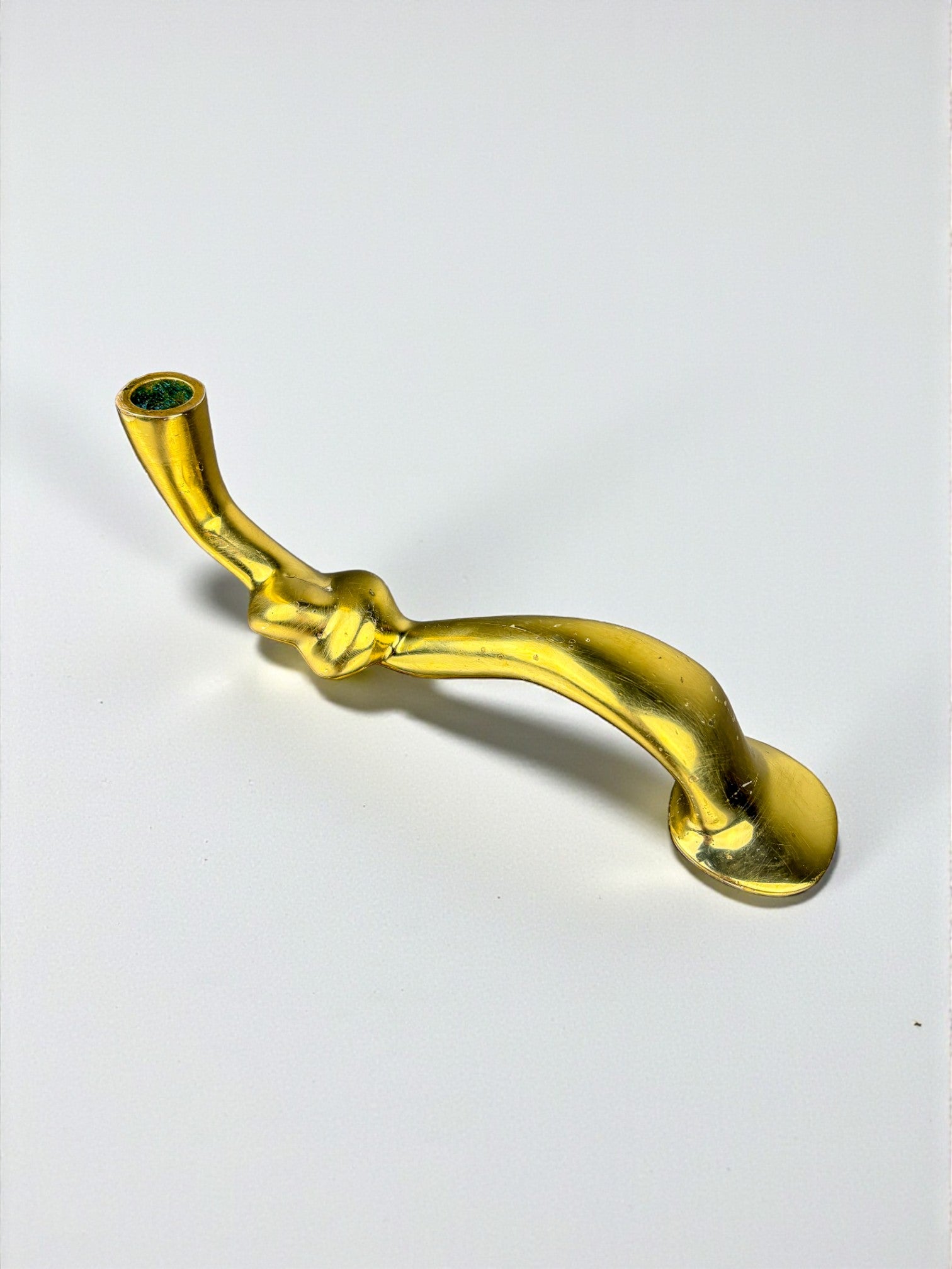 Italian Brutalist Knot candlestick in bronze, Circa 1970's
