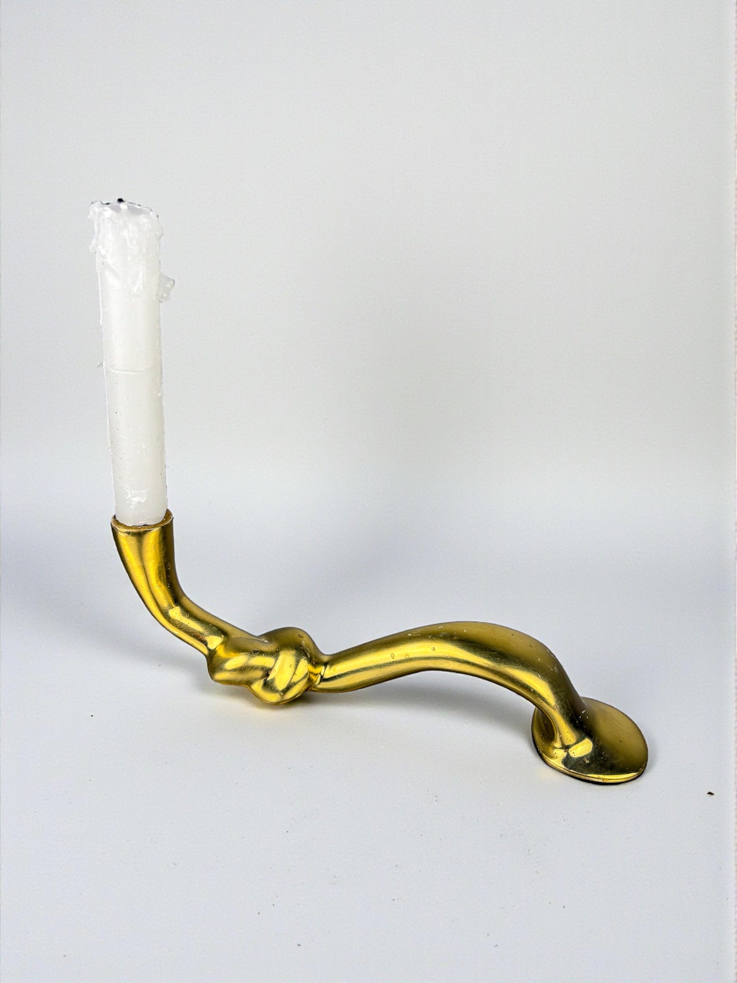 Italian Brutalist Knot candlestick in bronze, Circa 1970's