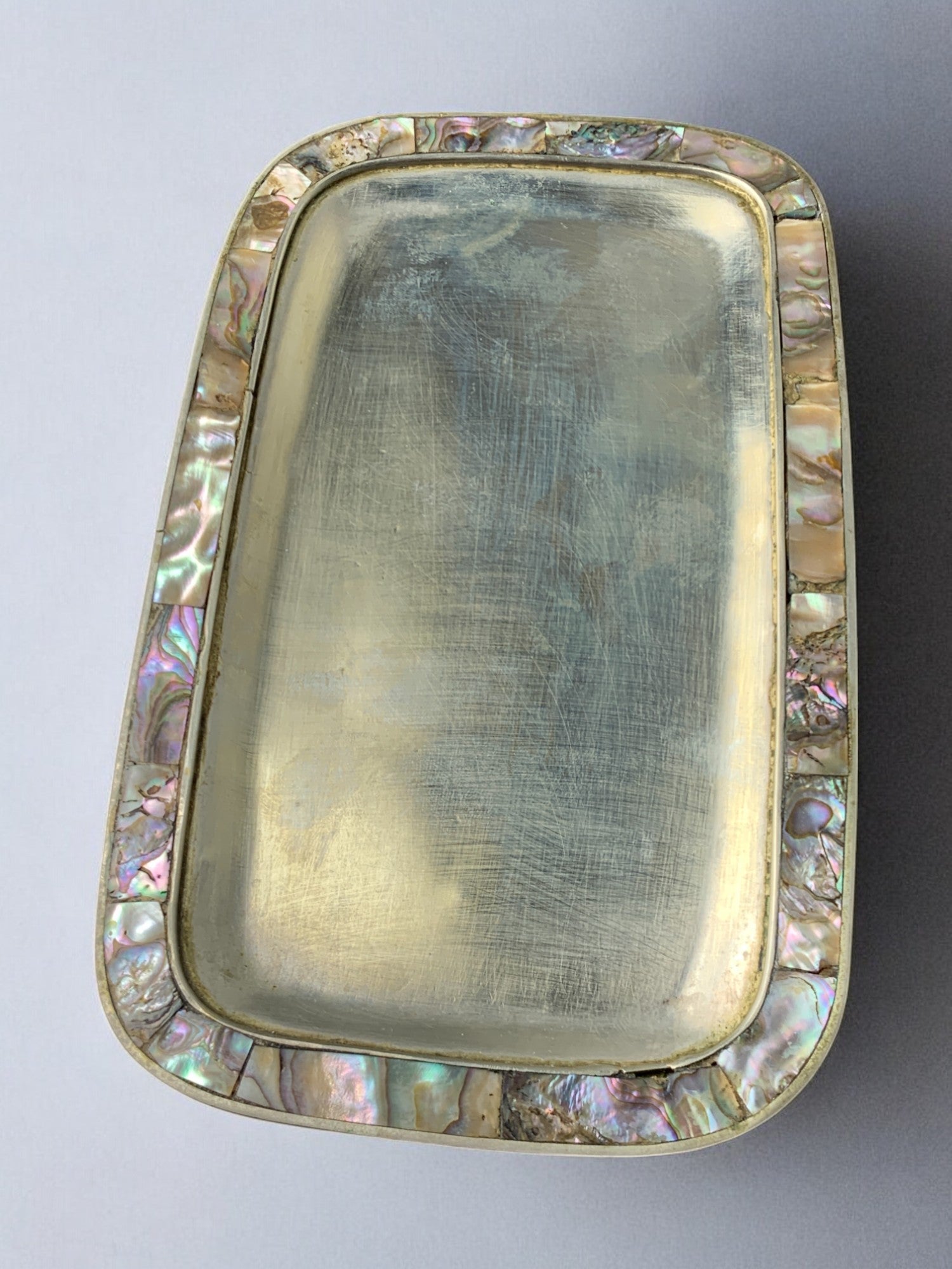 Abalone shell & alpaca tray, Mexico, 1970's
