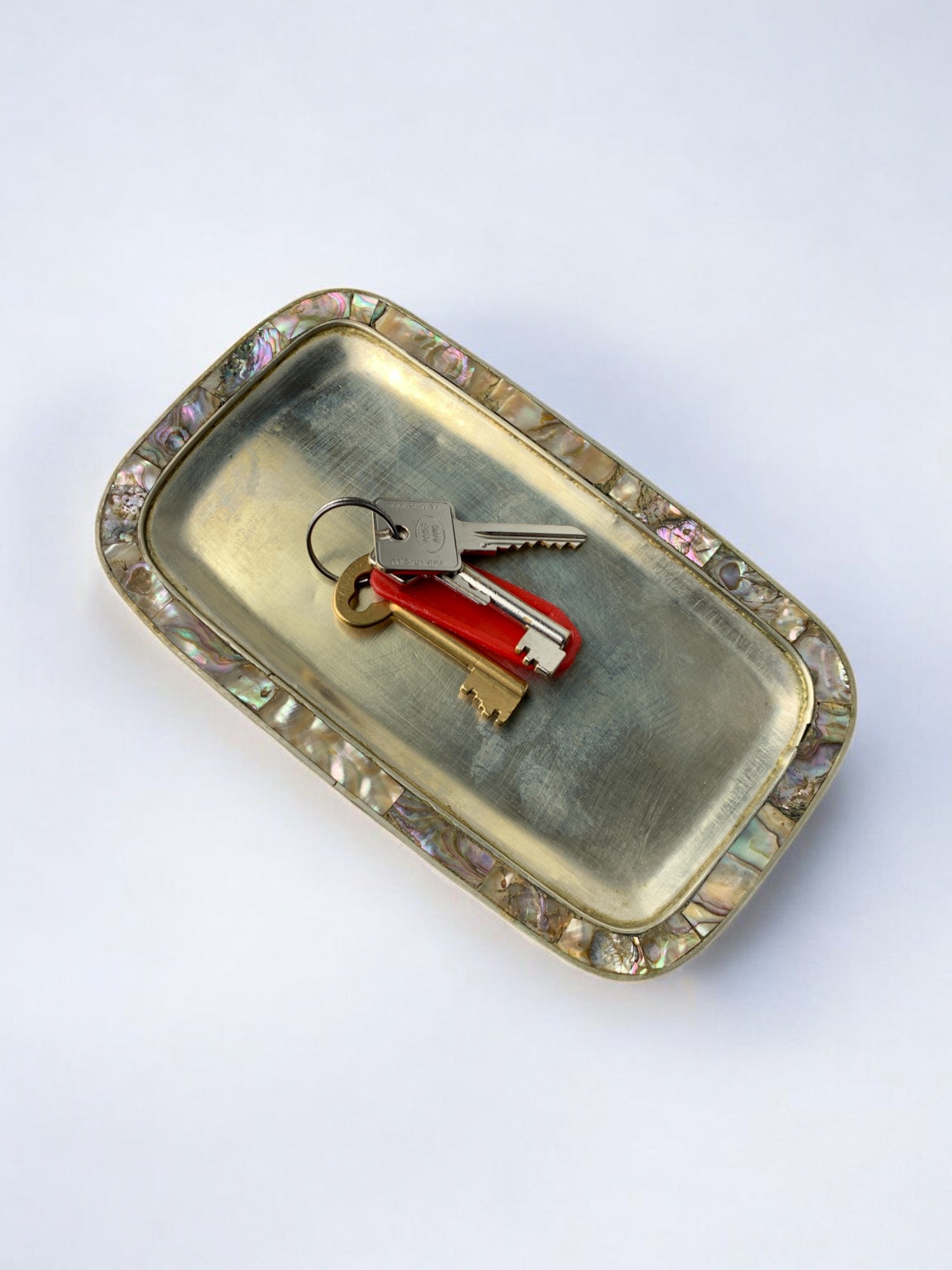 Abalone shell & alpaca tray, Mexico, 1970's