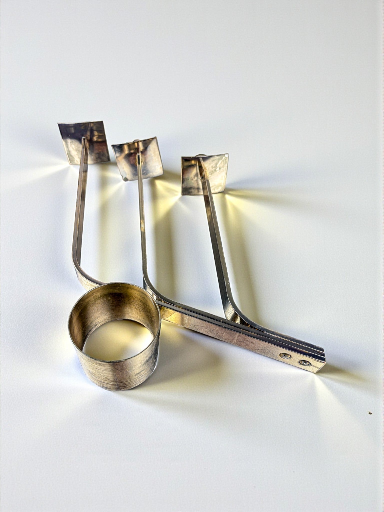 Art Deco 3-Flame Candelabra in Stainless Steel, France Circa 1970s
