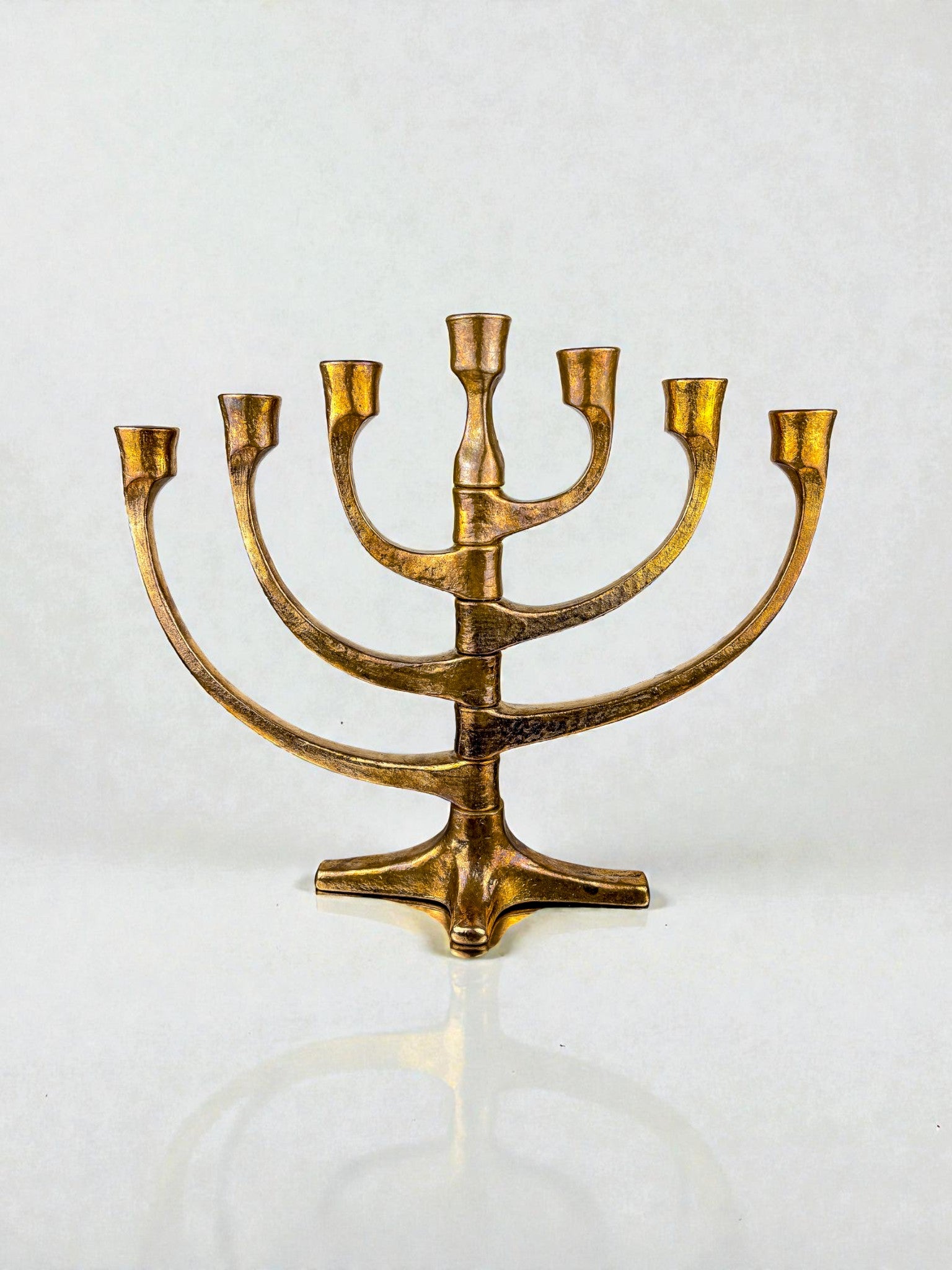 Brutalist Michael Harjes Adjustable Arms Menorah Candelabra in Bronze, Germany 1960s