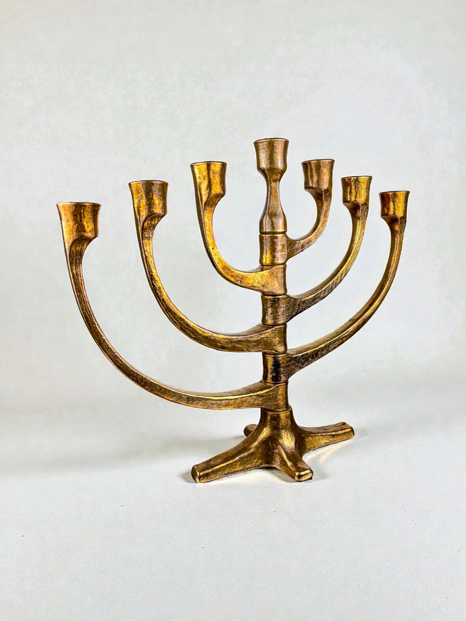 Brutalist Michael Harjes Adjustable Arms Menorah Candelabra in Bronze, Germany 1960s
