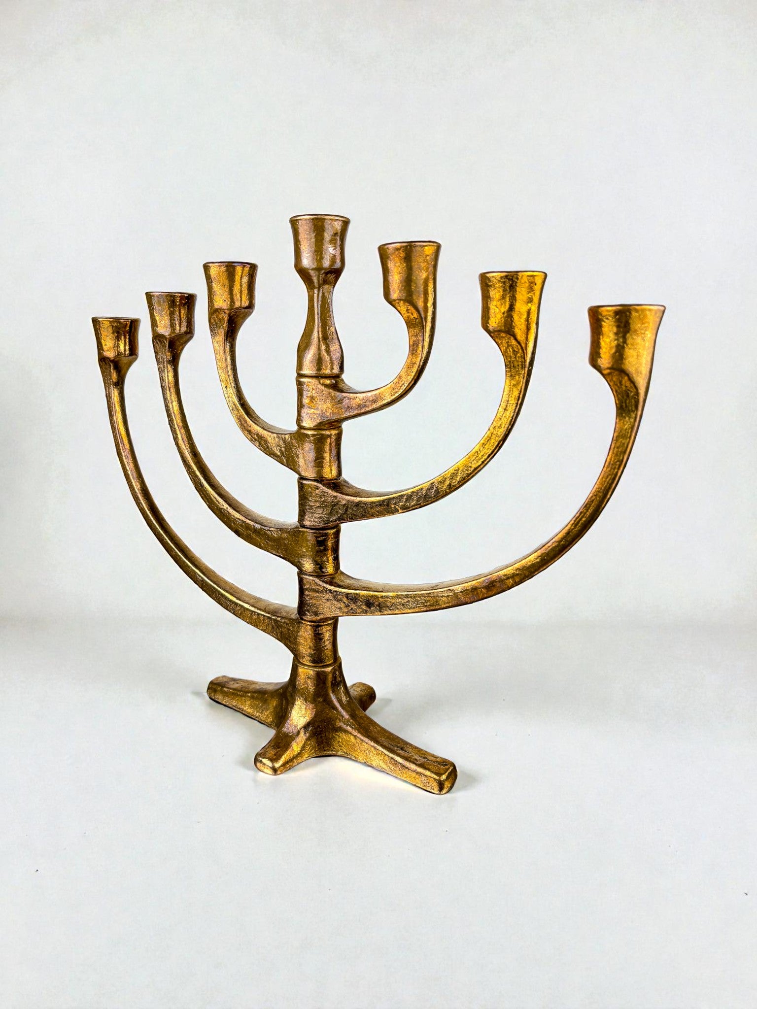 Brutalist Michael Harjes Adjustable Arms Menorah Candelabra in Bronze, Germany 1960s