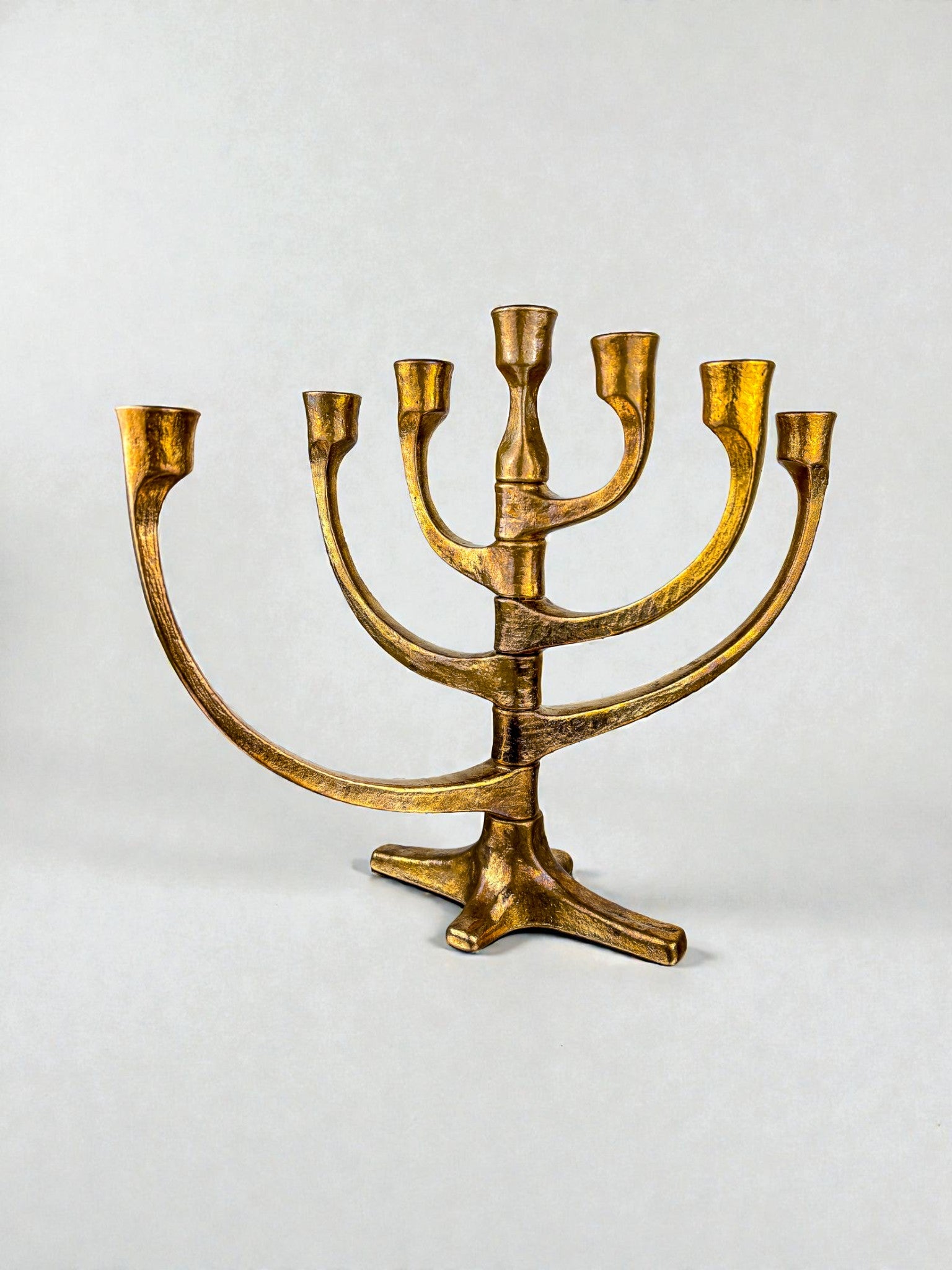 Brutalist Michael Harjes Adjustable Arms Menorah Candelabra in Bronze, Germany 1960s