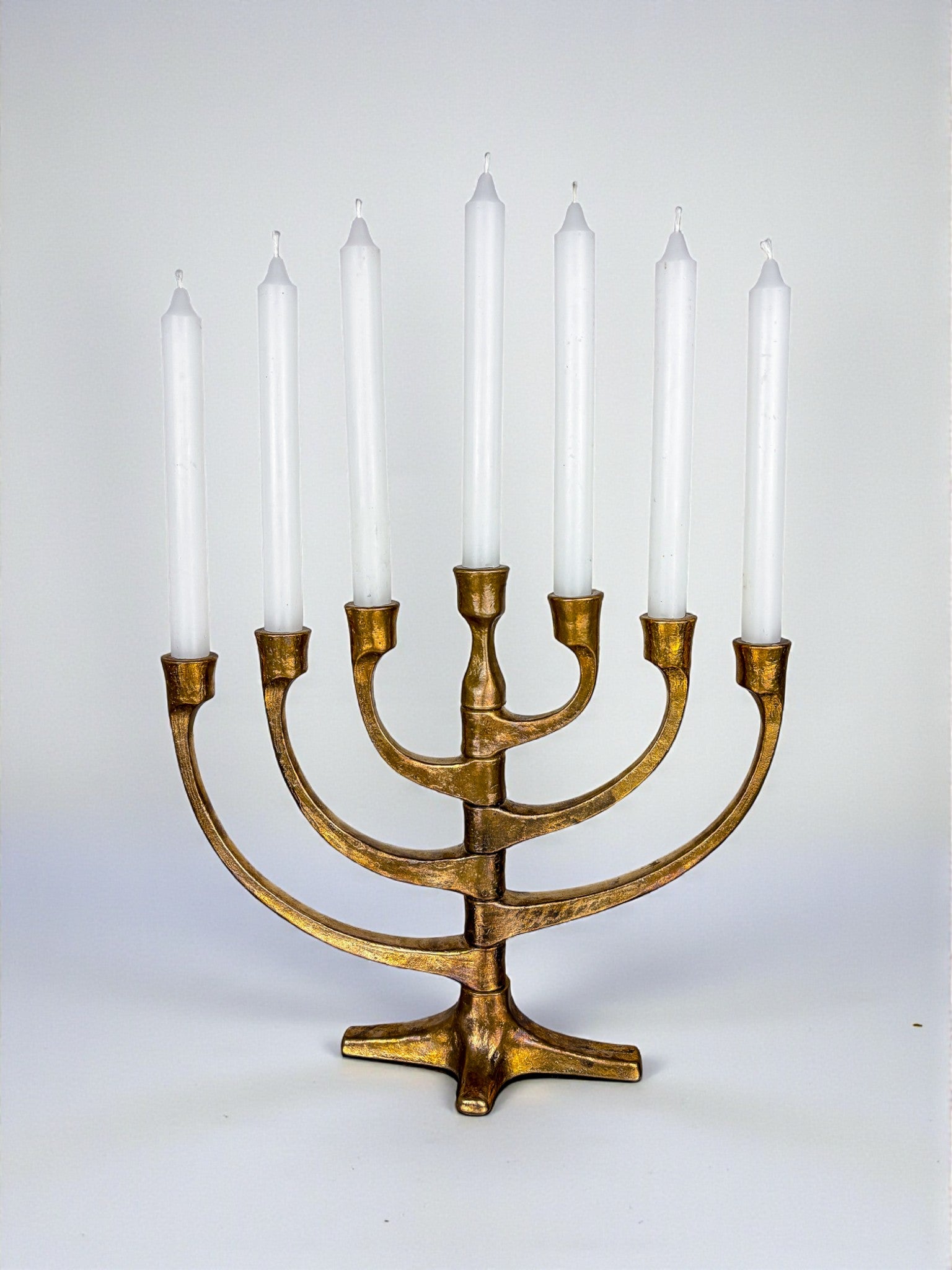 Brutalist Michael Harjes Adjustable Arms Menorah Candelabra in Bronze, Germany 1960s