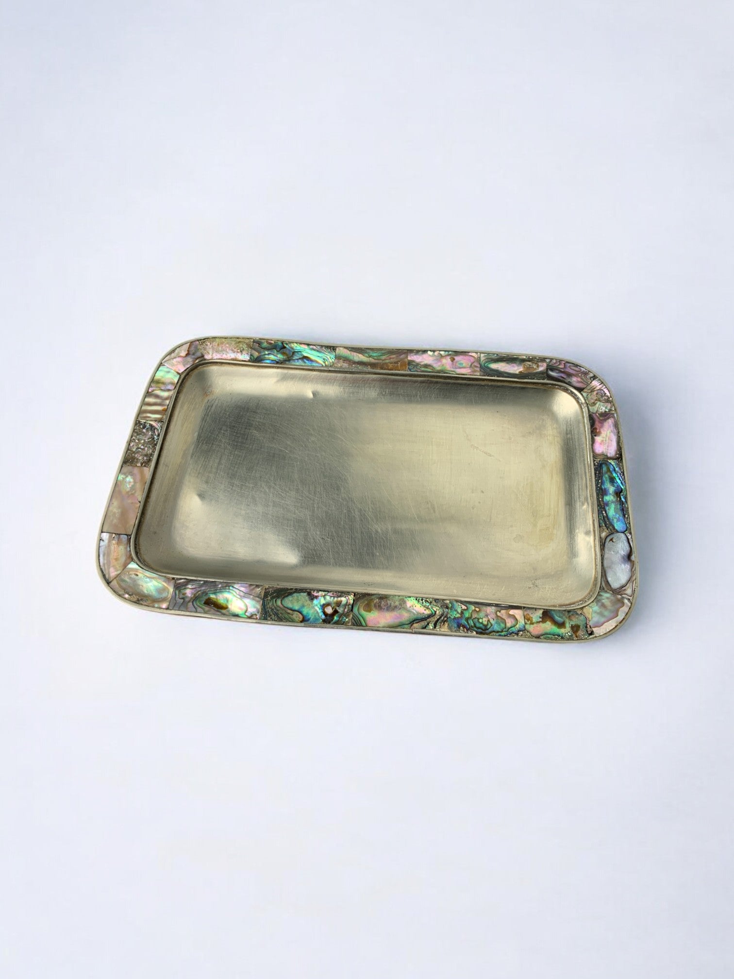 Abalone shell & alpaca tray, Mexico, Circa 1970's