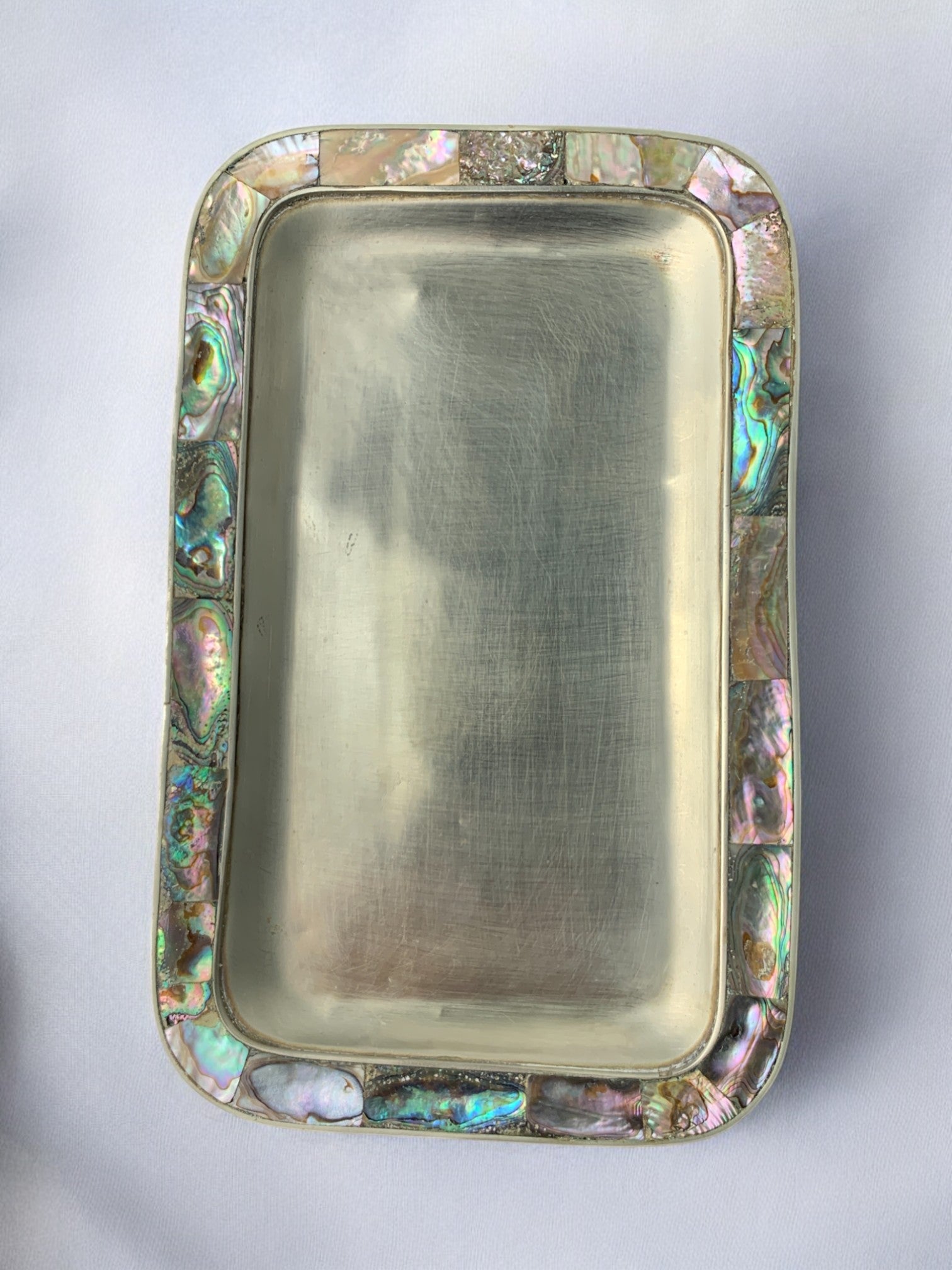 Abalone shell & alpaca tray, Mexico, Circa 1970's