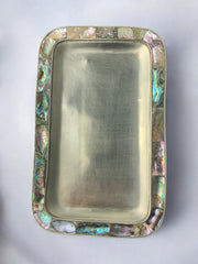 Abalone shell & alpaca tray, Mexico, Circa 1970's