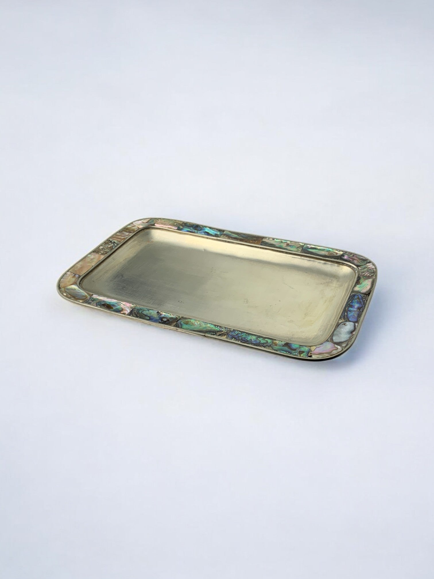 Abalone shell & alpaca tray, Mexico, Circa 1970's