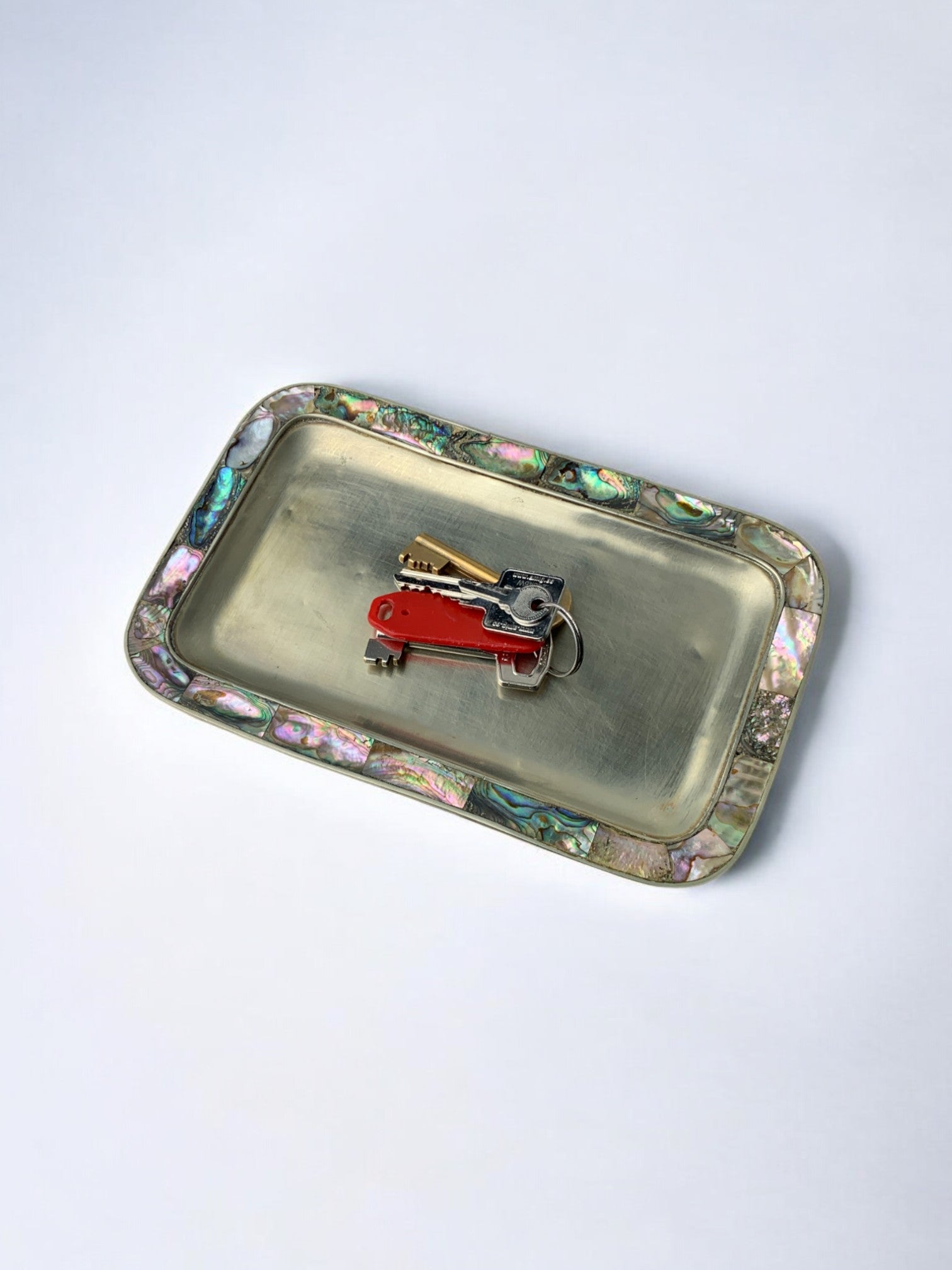 Abalone shell & alpaca tray, Mexico, Circa 1970's