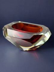 Red and yellow Sommerso ashtray by seguso, murano, italy, 1970's