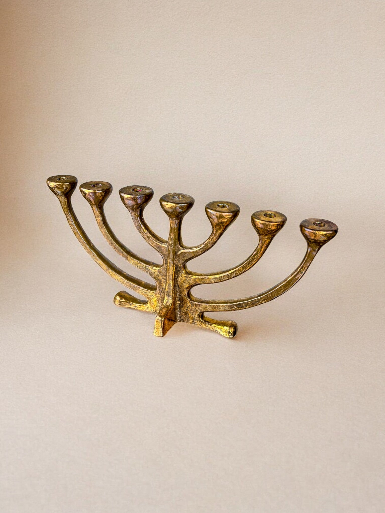 Brutalist Michael Harjes Menorah Candelabra in Bronze, Germany, 1960's