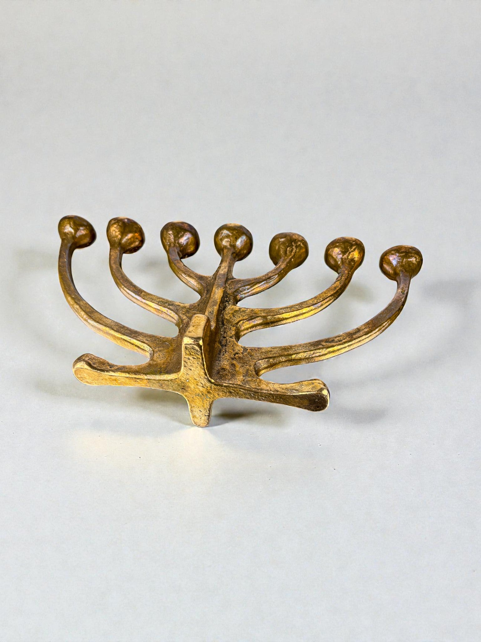 Brutalist Michael Harjes Menorah Candelabra in Bronze, Germany, 1960's