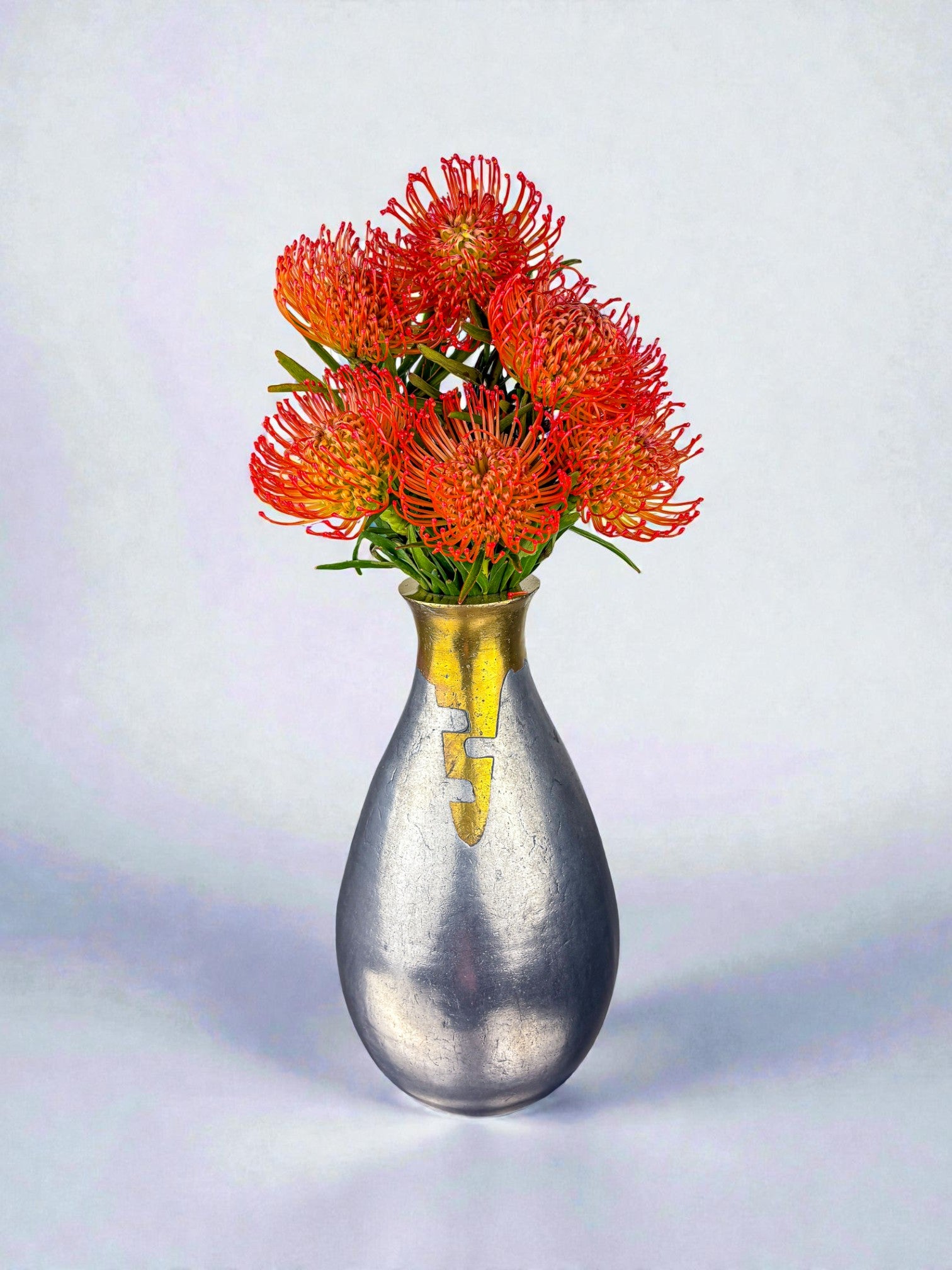 Brutalist Vase by Art3, Bronze & Aluminium, Spain, 1970
