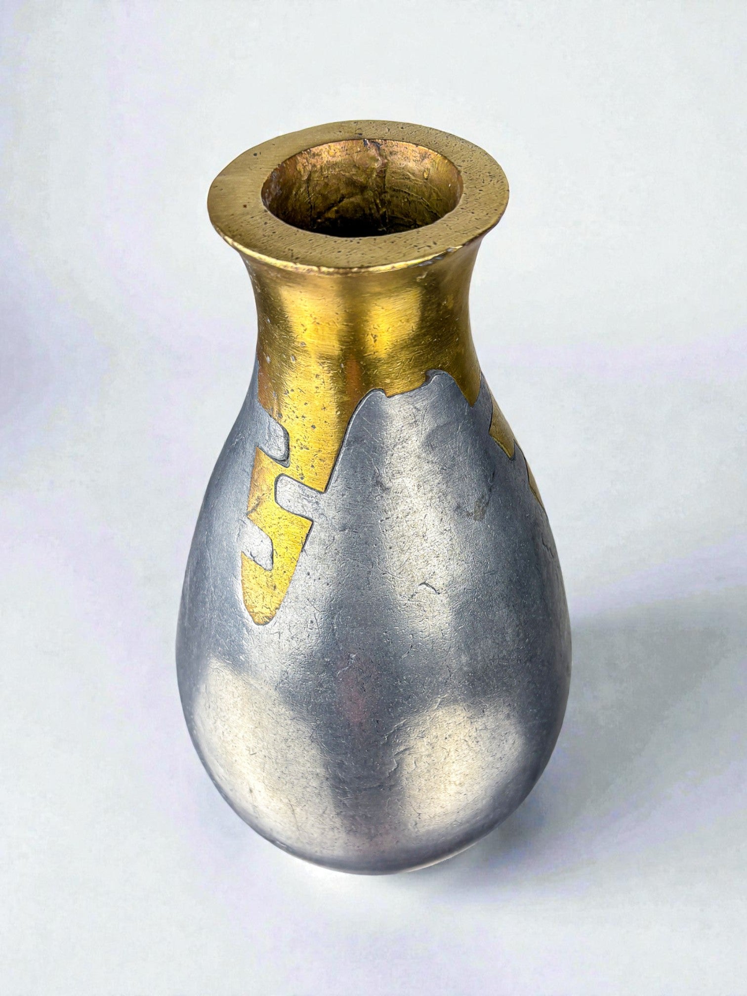 Brutalist Vase by Art3, Bronze & Aluminium, Spain, 1970