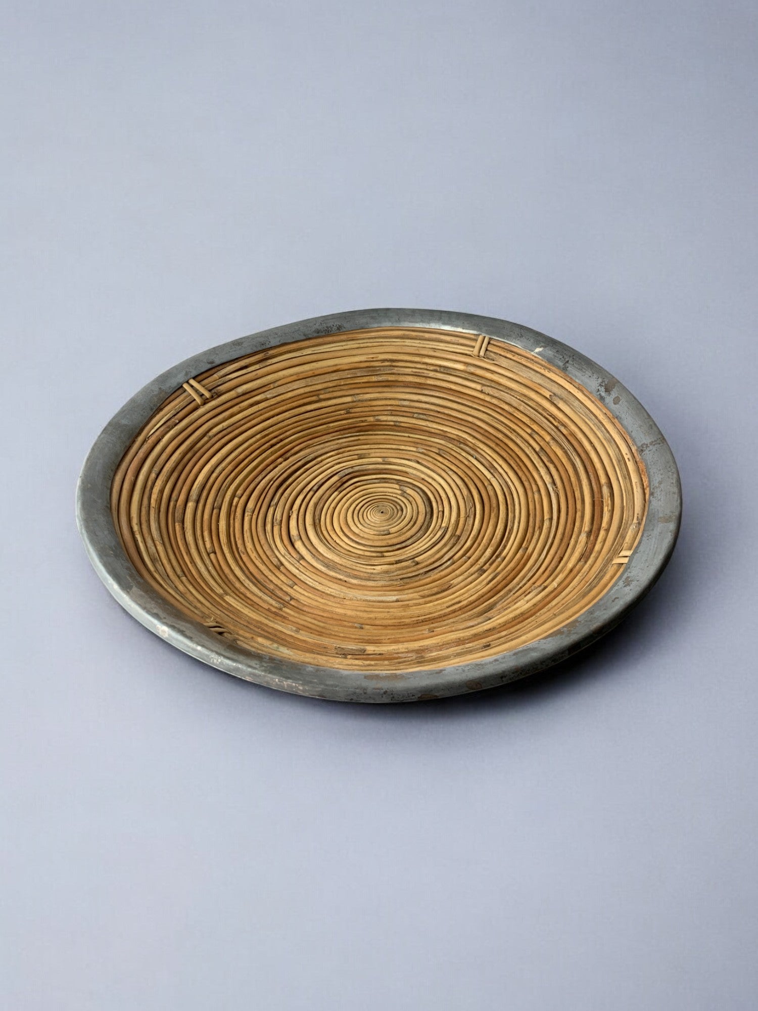 XL circular rattan tray, Italy, 1970's