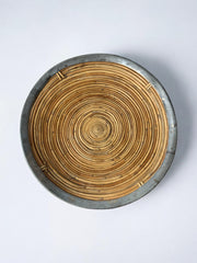 XL circular rattan tray, Italy, 1970's