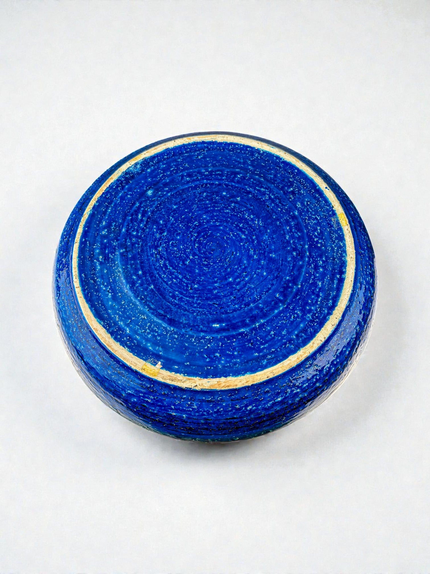 Large Rhimini blue ceramic Centerpiece by Aldo Londi for Bitossi, Italy, 1960's