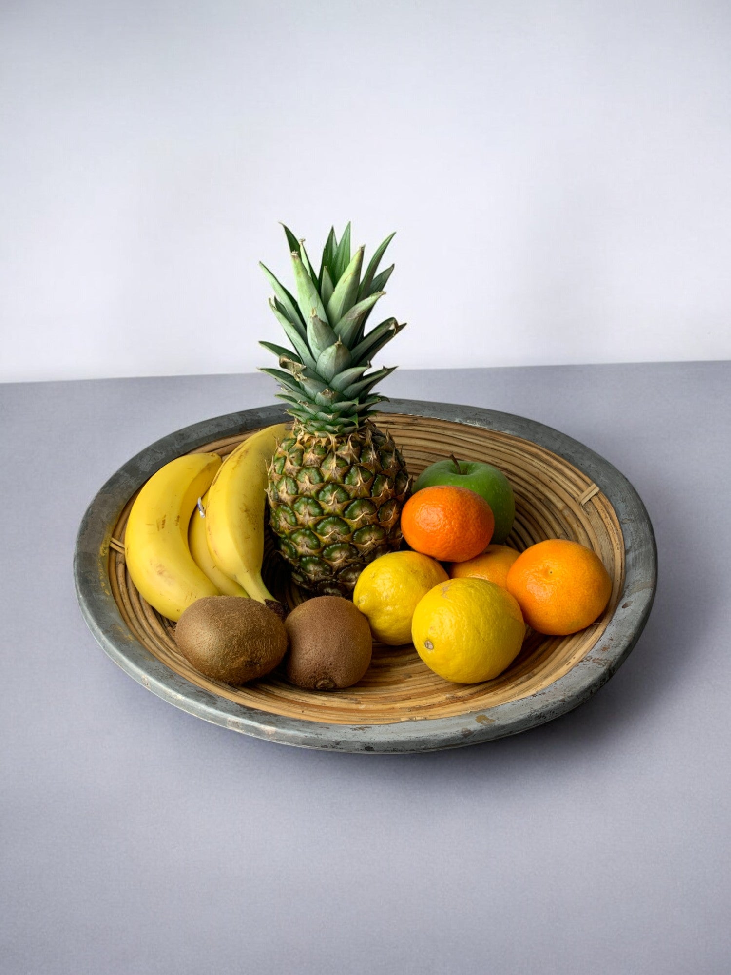 XL circular rattan tray, Italy, 1970's
