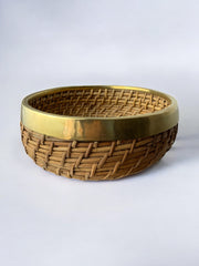 Circular Rattan and brass basket, Italy, 1970's