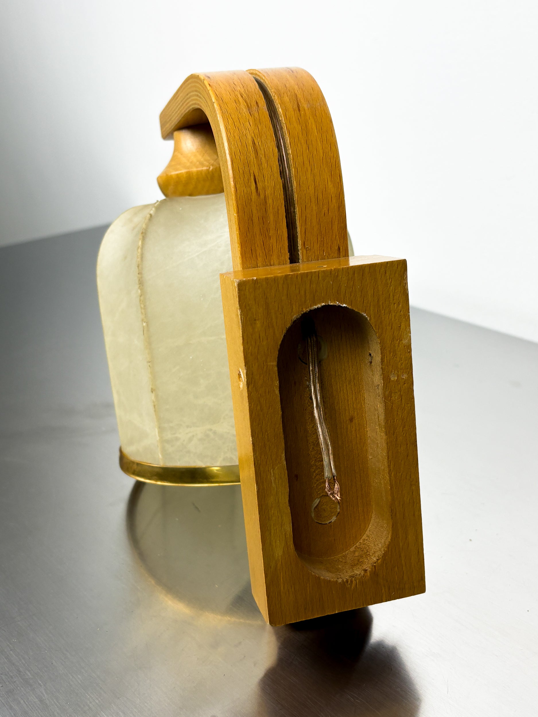 Cocoon wall lamp, resin and pine, Italy, Circa 1970's
