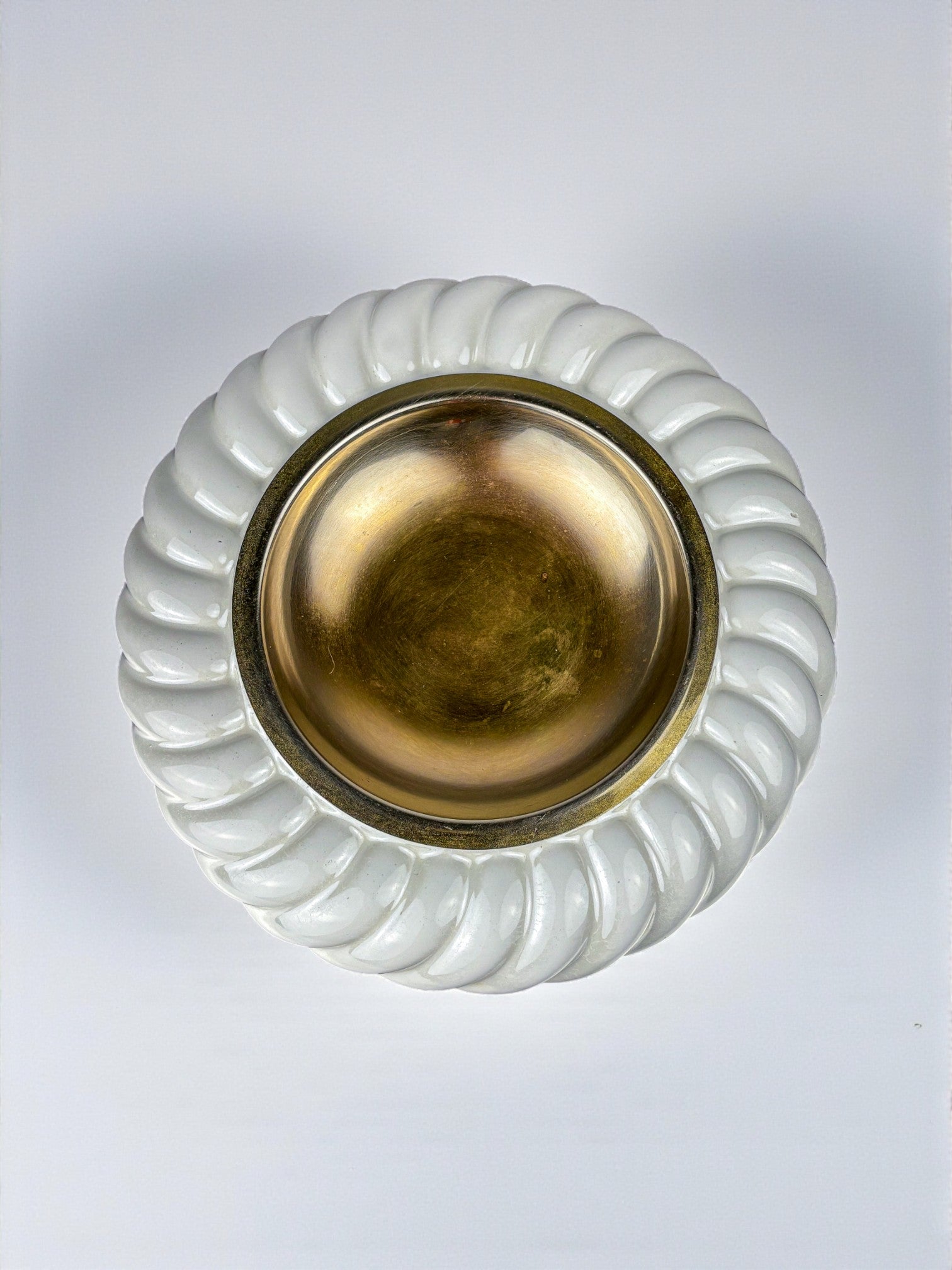 Tommaso Barbi Ceramic & brass vide-poches, signed, Italy, 1970's