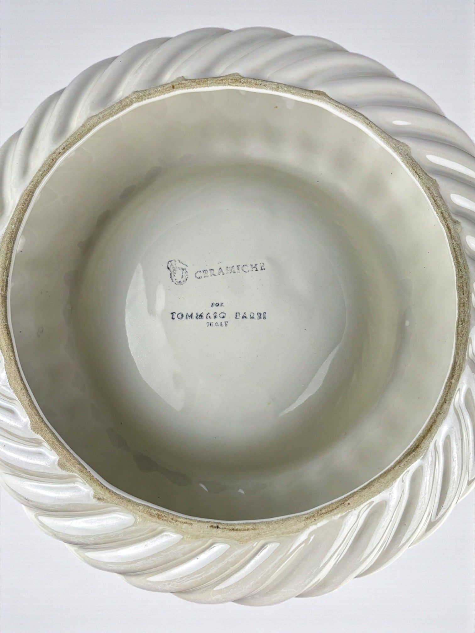 Tommaso Barbi Ceramic & brass vide-poches, signed, Italy, 1970's