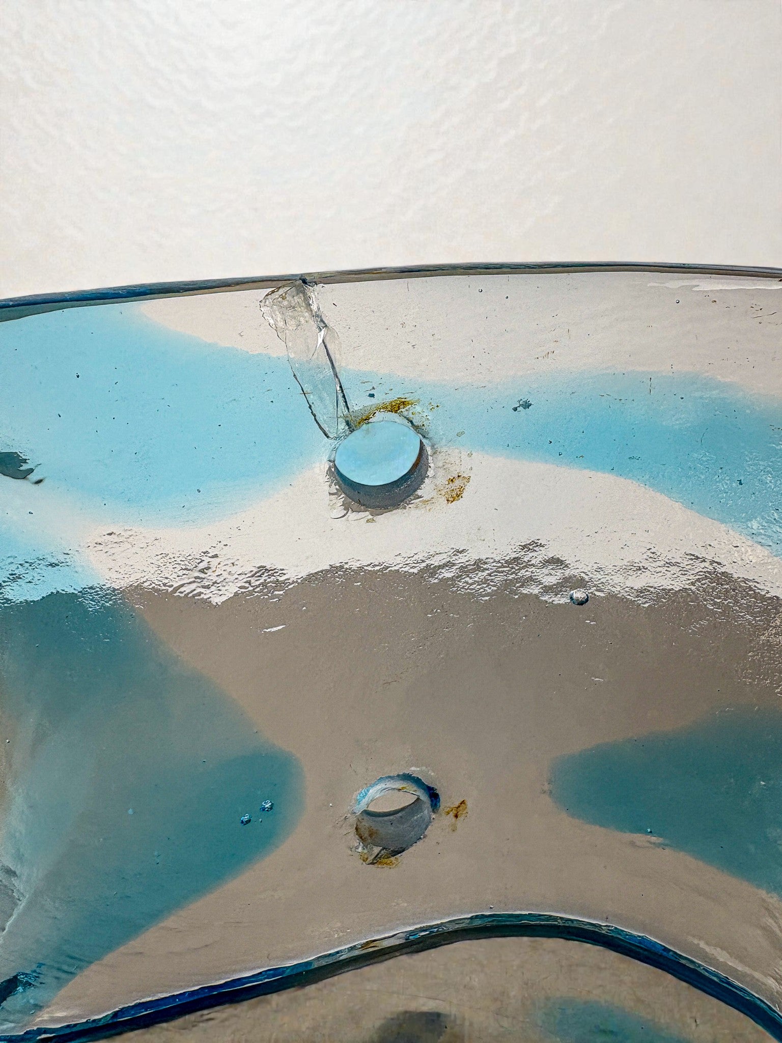 Mazzega Clear & Blue Murano Glass Toilet Paper Holder, Italy, 1970s