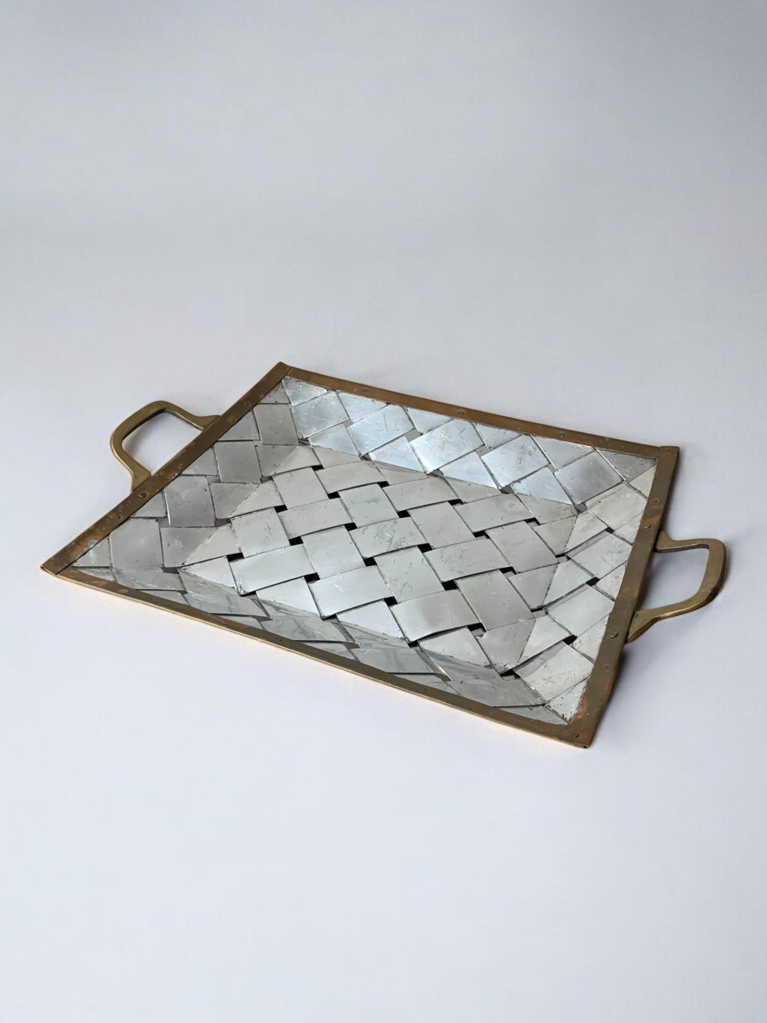 Brutalist centerpiece, Paul Evans style, Brass & aluminium, 1970's